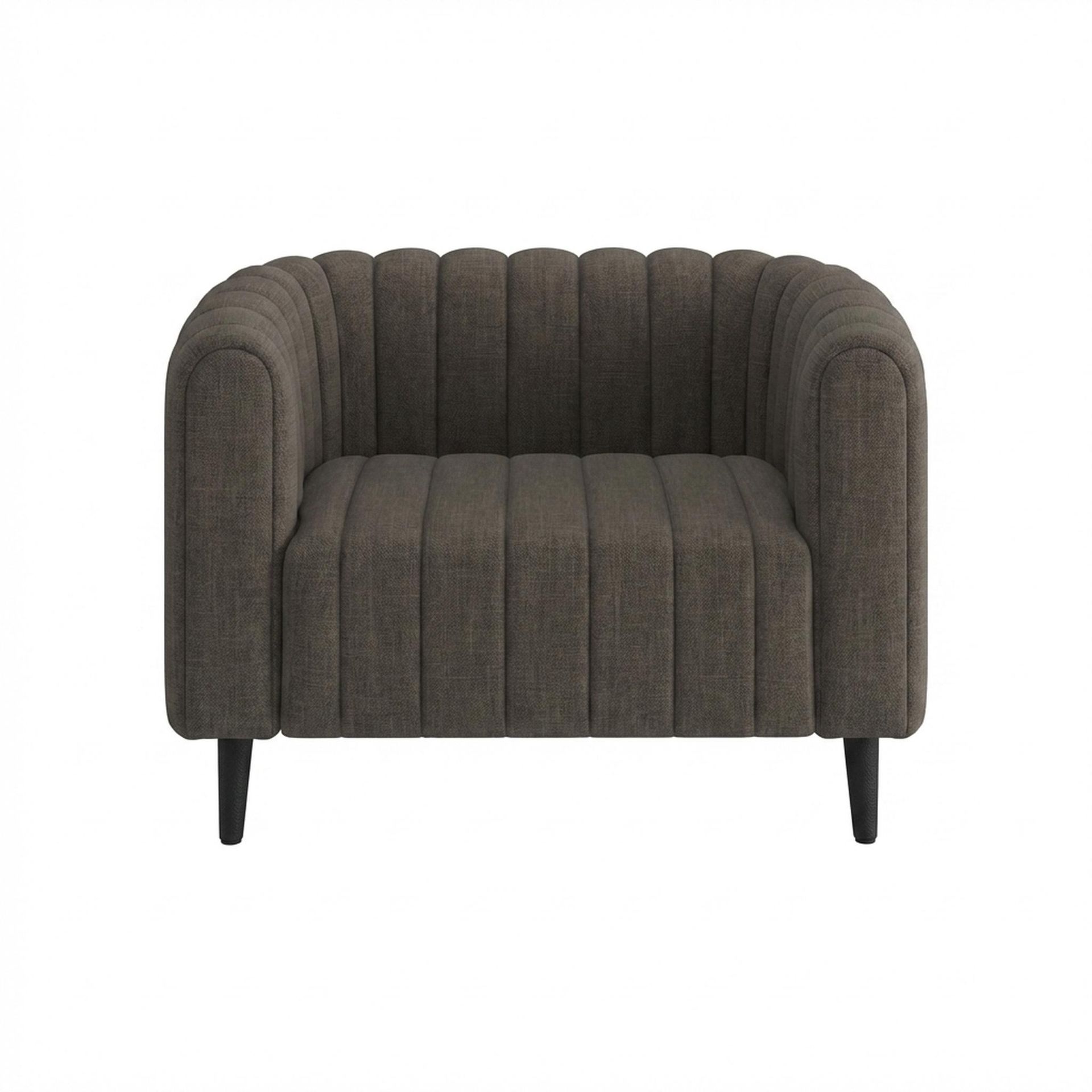 Hayden Home Premium Sydney 1 Seater Sofa, Matt Black Leg, Essential Chestnut Brown Upholstery