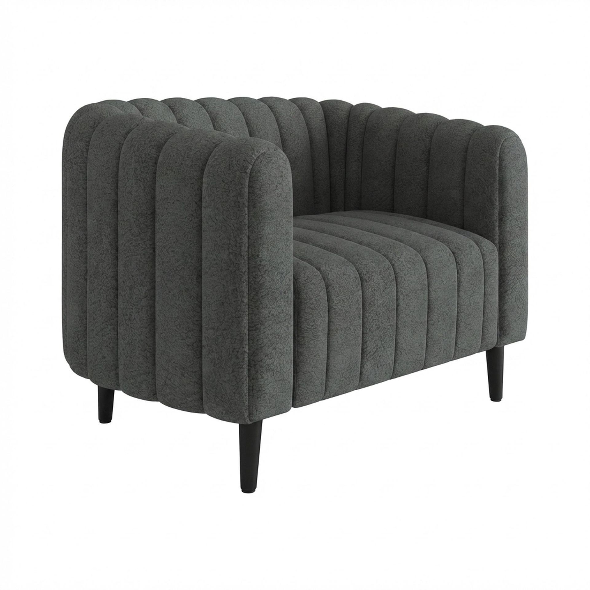 Hayden Home Premium Sydney 1 Seater Sofa, Matt Black Leg, Essential Frost Upholstery