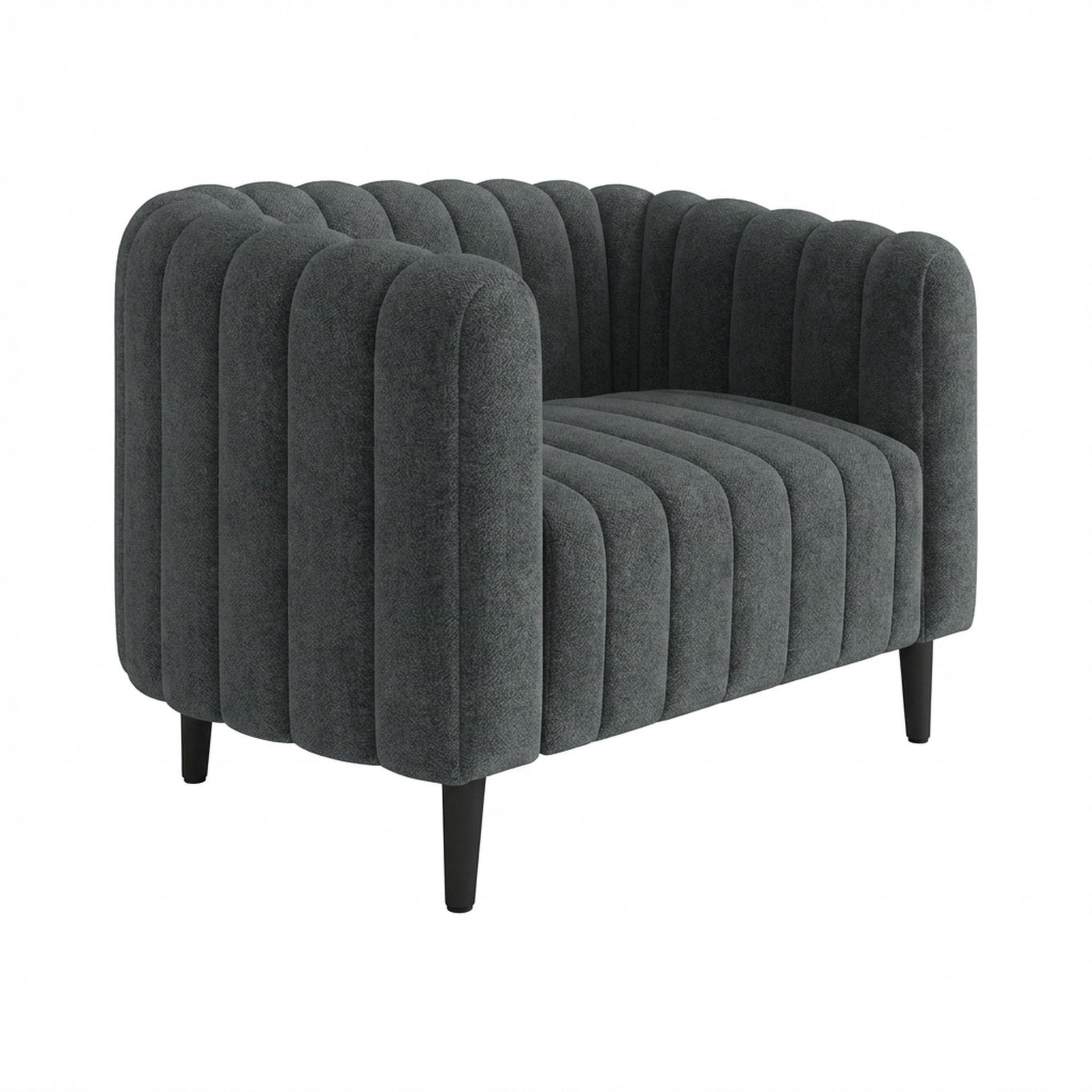 Hayden Home Premium Sydney 1 Seater Sofa, Matt Black Leg, Premium Fog Grey Upholstery