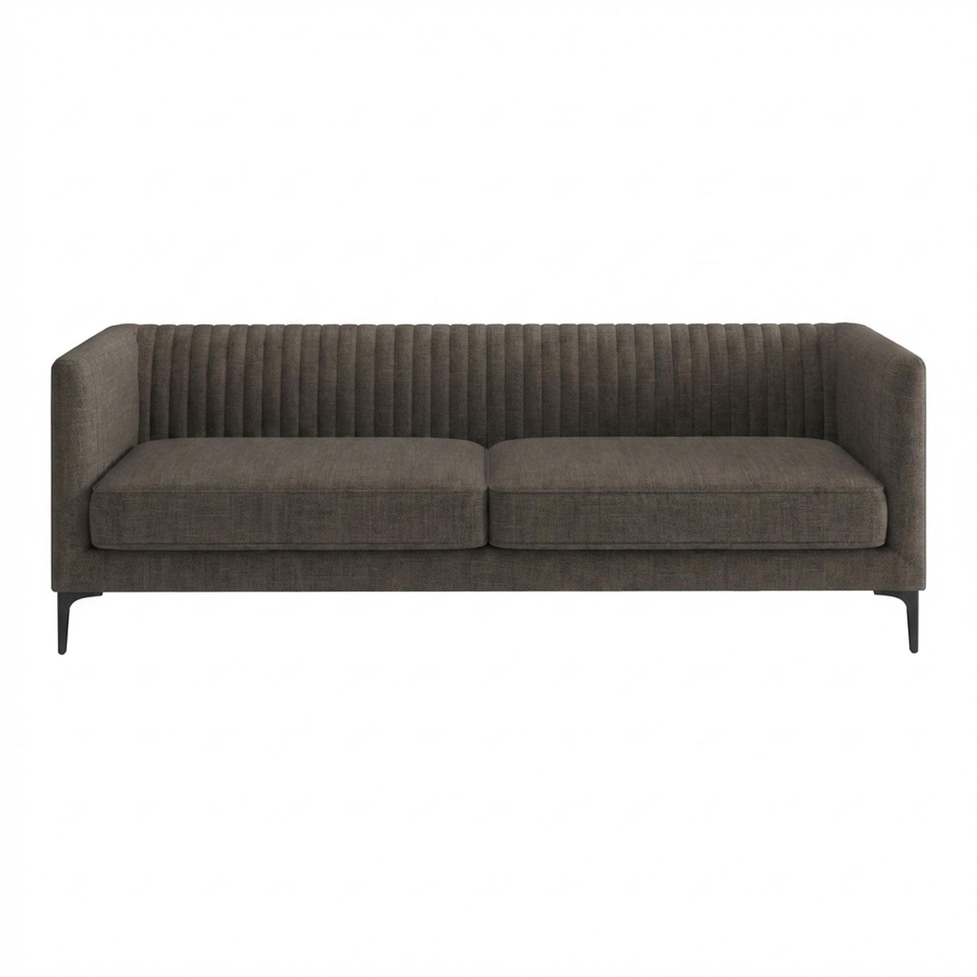 Hayden Home Premium Tokyo 3 Seater Sofa, Matt Black Leg, Essential Chestnut Brown Upholstery
