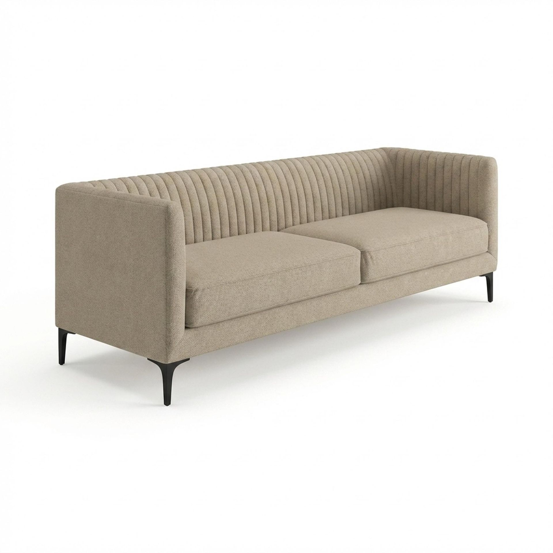Hayden Home Premium Tokyo 3 Seater Sofa, Matt Black Leg, Premium Alabaster Upholstery