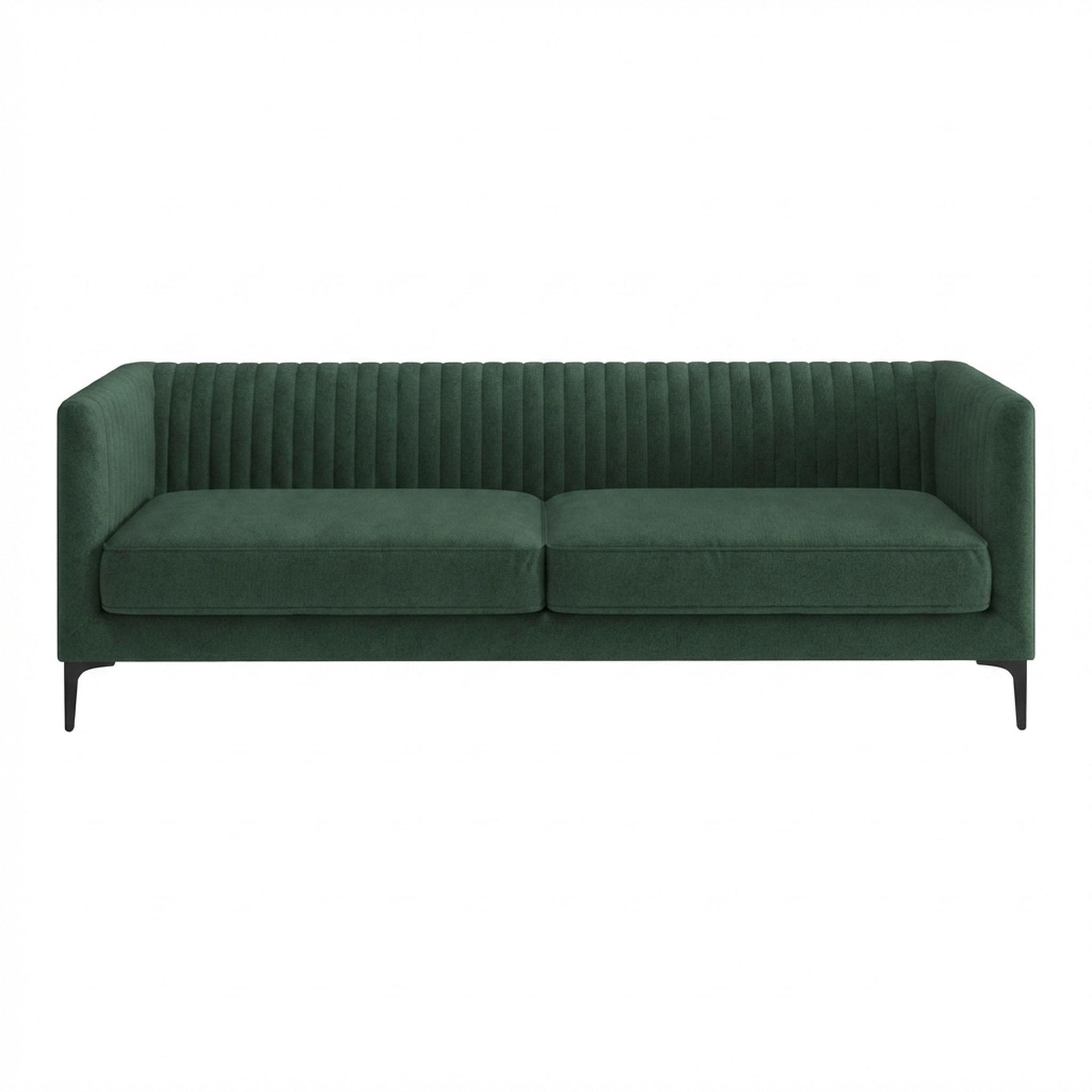 Hayden Home Premium Tokyo 3 Seater Sofa, Matt Black Leg, Premium Powder Green Upholstery
