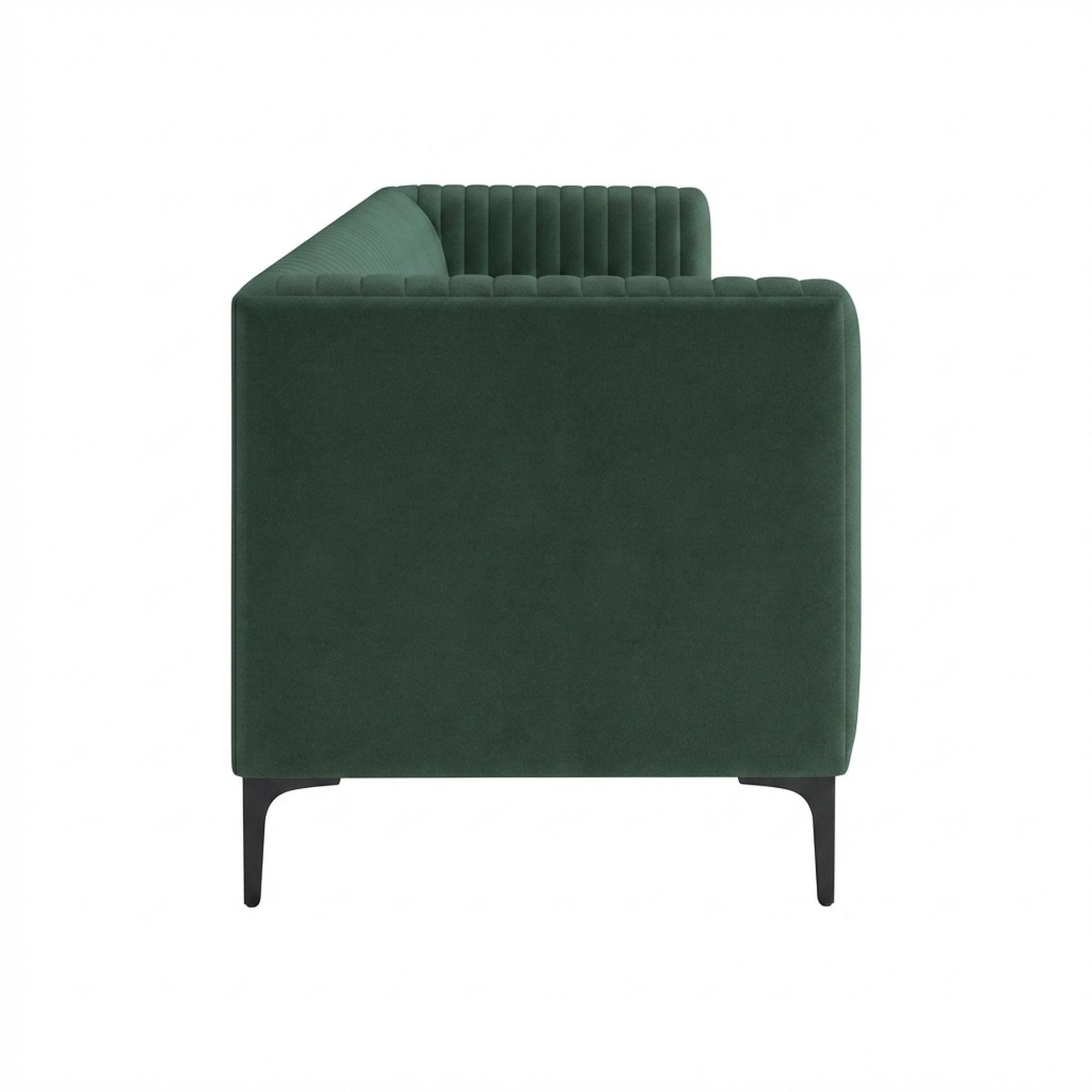 Hayden Home Premium Tokyo 3 Seater Sofa, Matt Black Leg, Premium Powder Green Upholstery