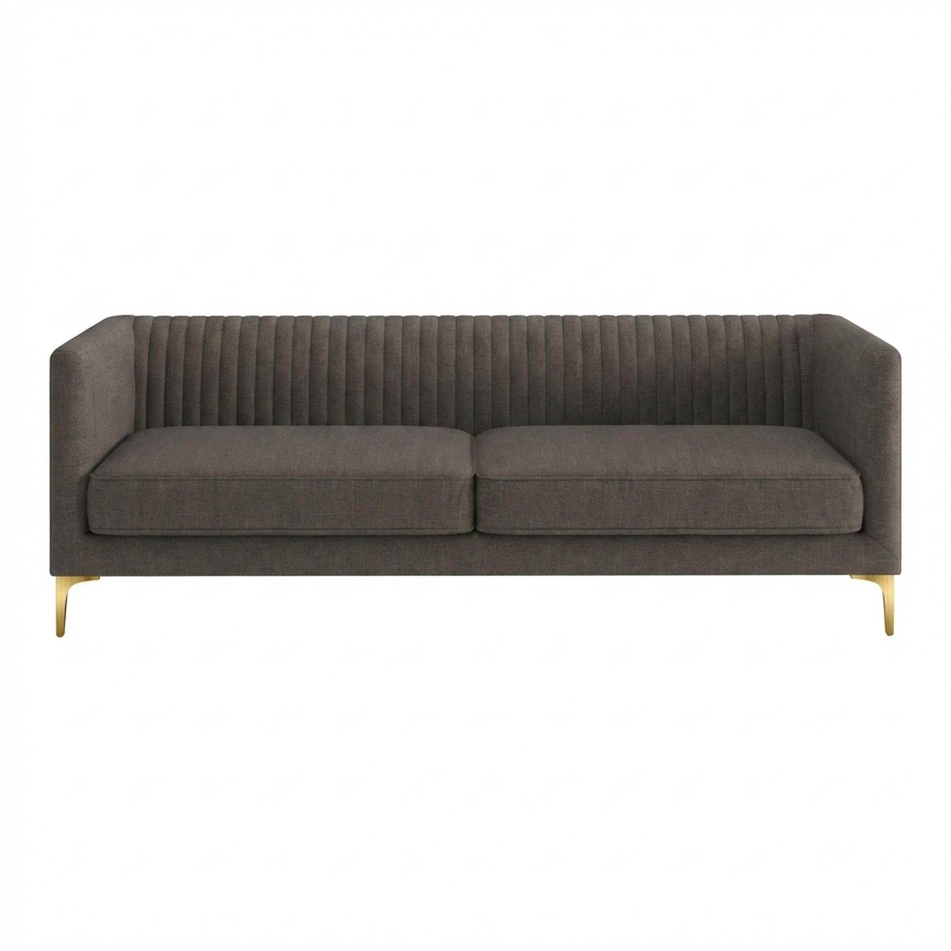 Hayden Home Premium Tokyo 3 Seater Sofa, PVD Brushed Gold Leg, Essential Chestnut Brown Upholstery