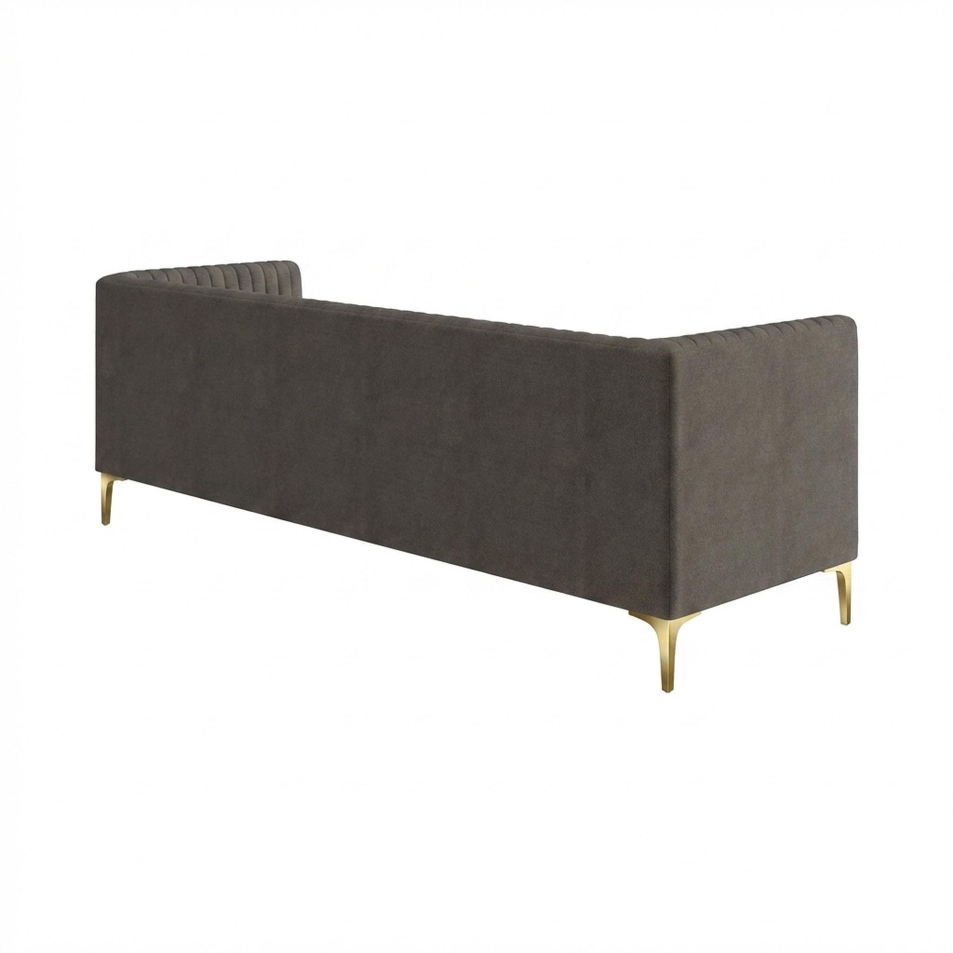 Hayden Home Premium Tokyo 3 Seater Sofa, PVD Brushed Gold Leg, Essential Chestnut Brown Upholstery