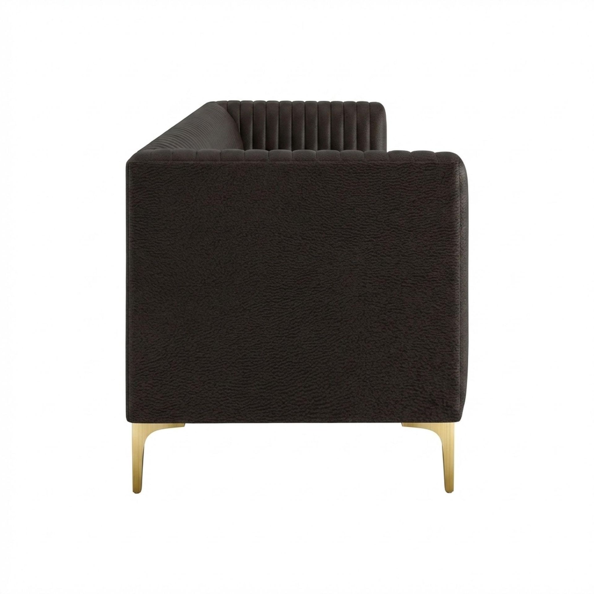 Hayden Home Premium Tokyo 3 Seater Sofa, PVD Brushed Gold Leg, Essential Beige Brown Upholstery