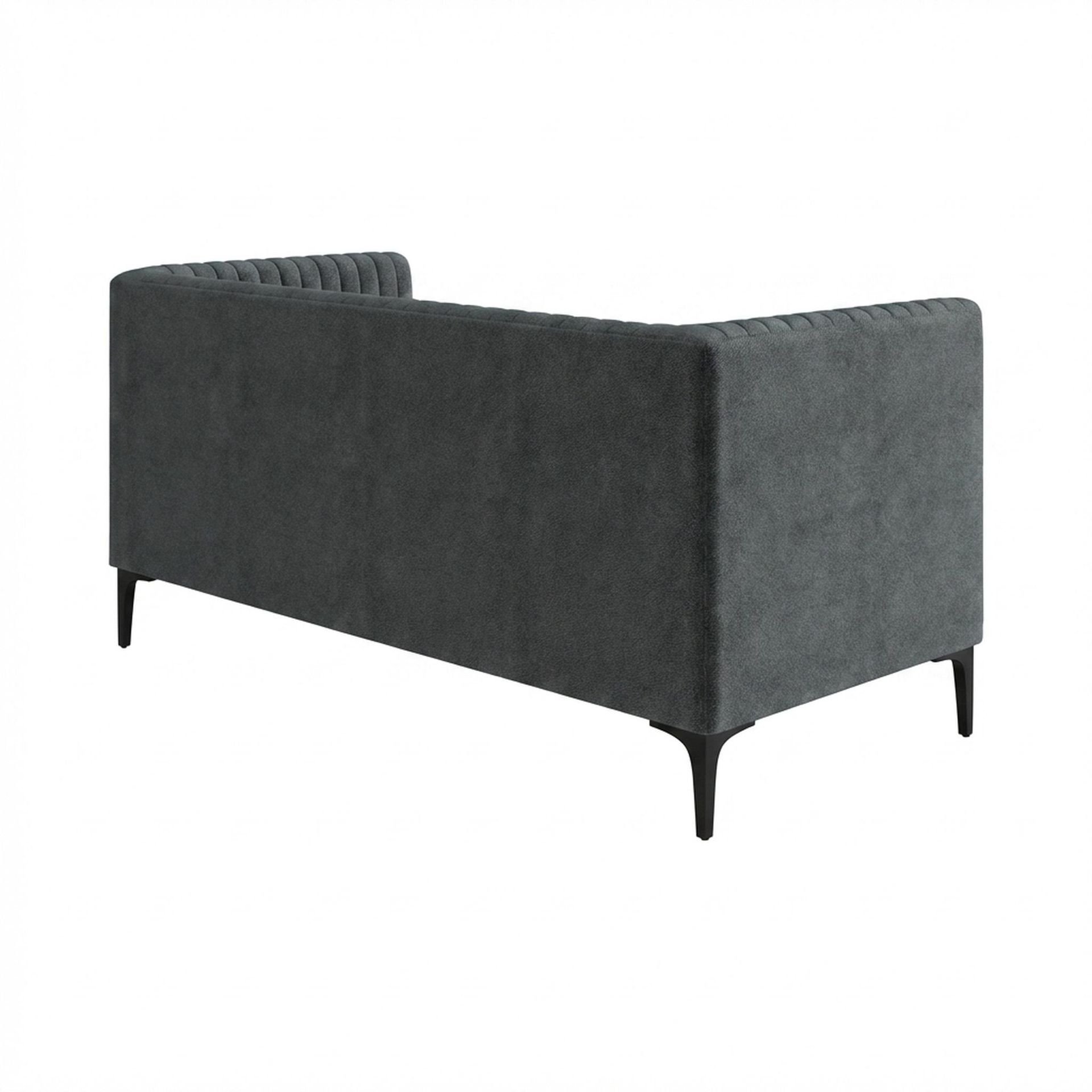 Hayden Home Premium Tokyo 2 Seater Sofa, Matt Black Leg, Premium Fog Grey Upholstery
