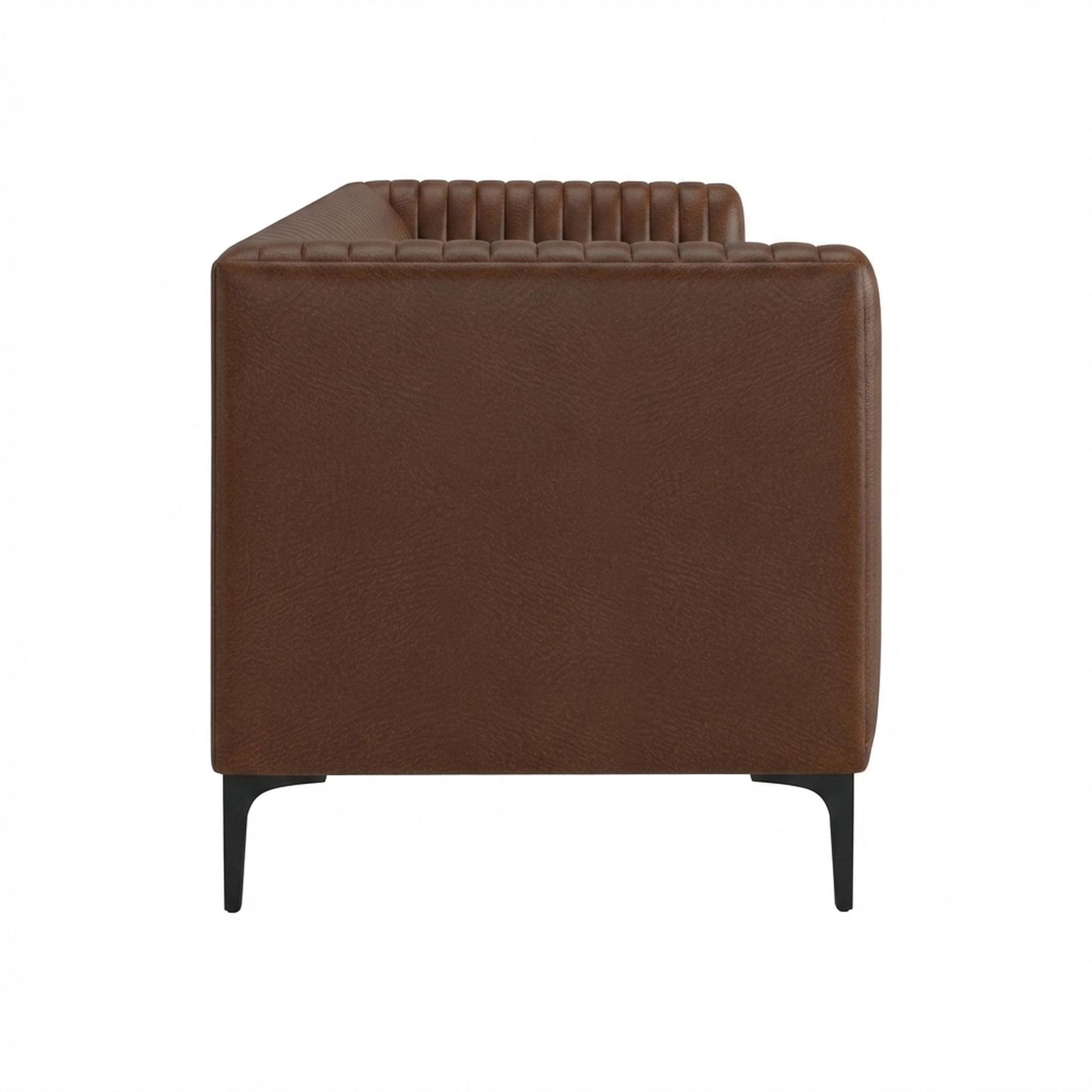 Hayden Home Premium Tokyo 2 Seater Sofa, Matt Black Leg, Premium Rust Orange Upholstery