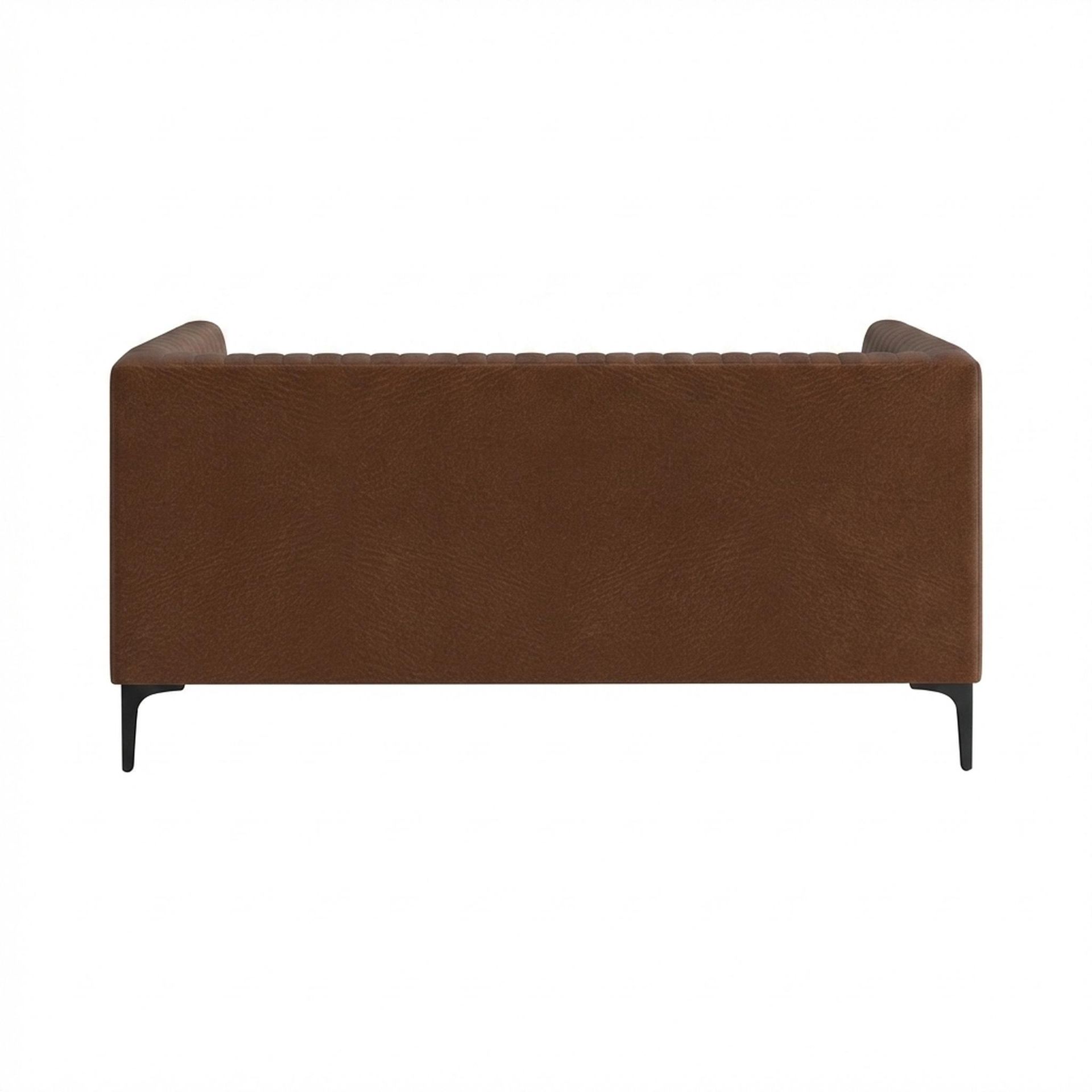 Hayden Home Premium Tokyo 2 Seater Sofa, Matt Black Leg, Premium Rust Orange Upholstery