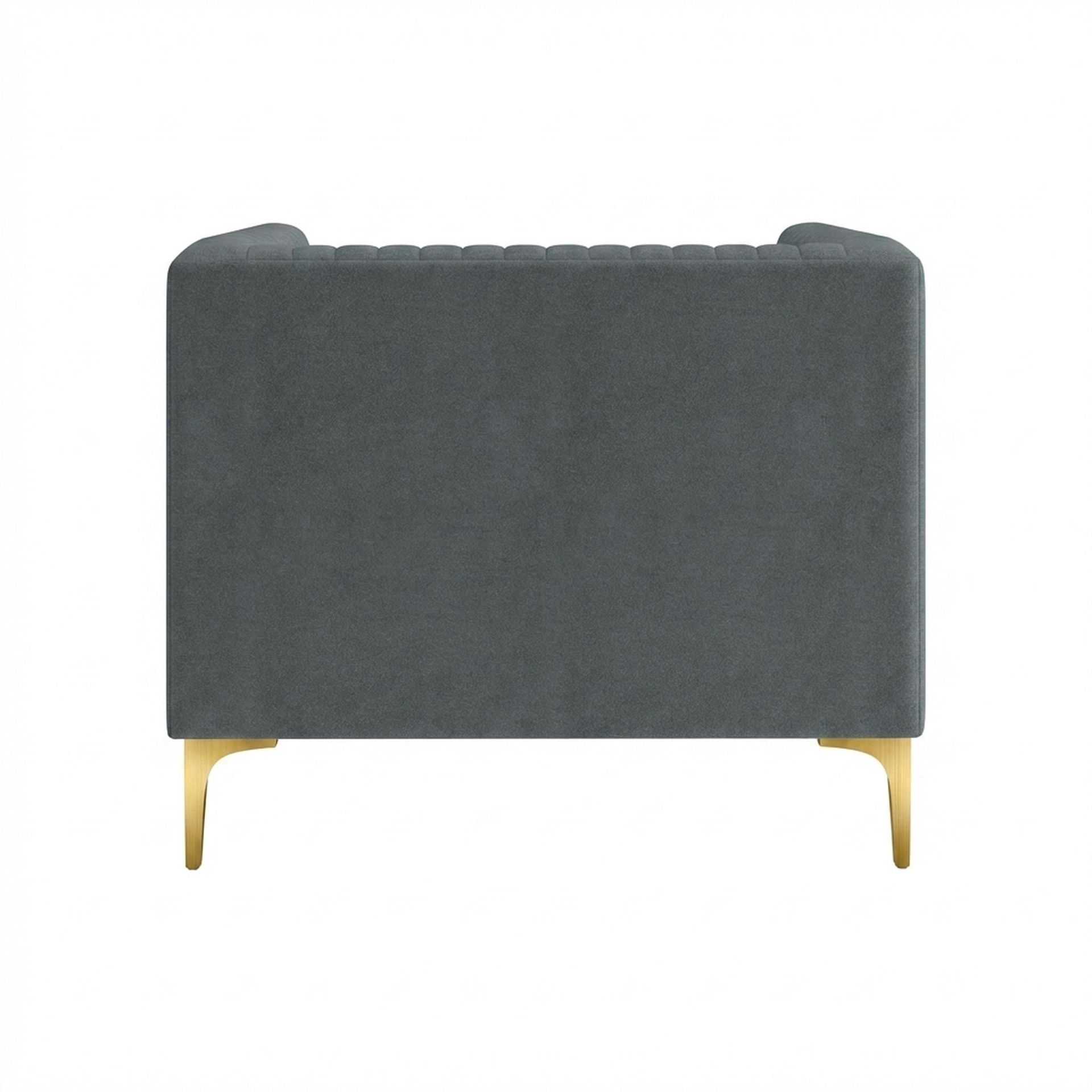 Hayden Home Premium Tokyo 1 Seater Sofa, PVD Brushed Gold Leg, Premium Steel Grey Upholstery