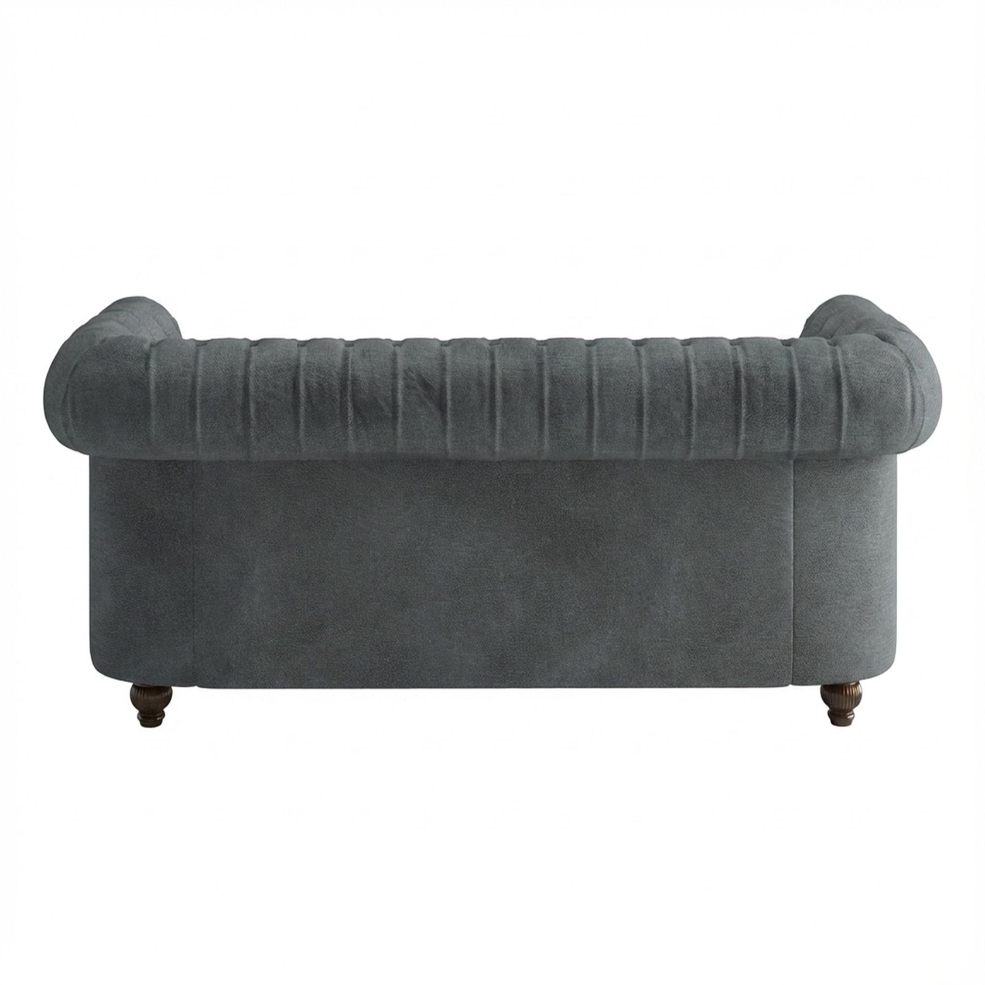 Hayden Home Premium Windsor 3 Seater Sofa, Coco Walnut Leg, Premium Steel Grey Upholstery