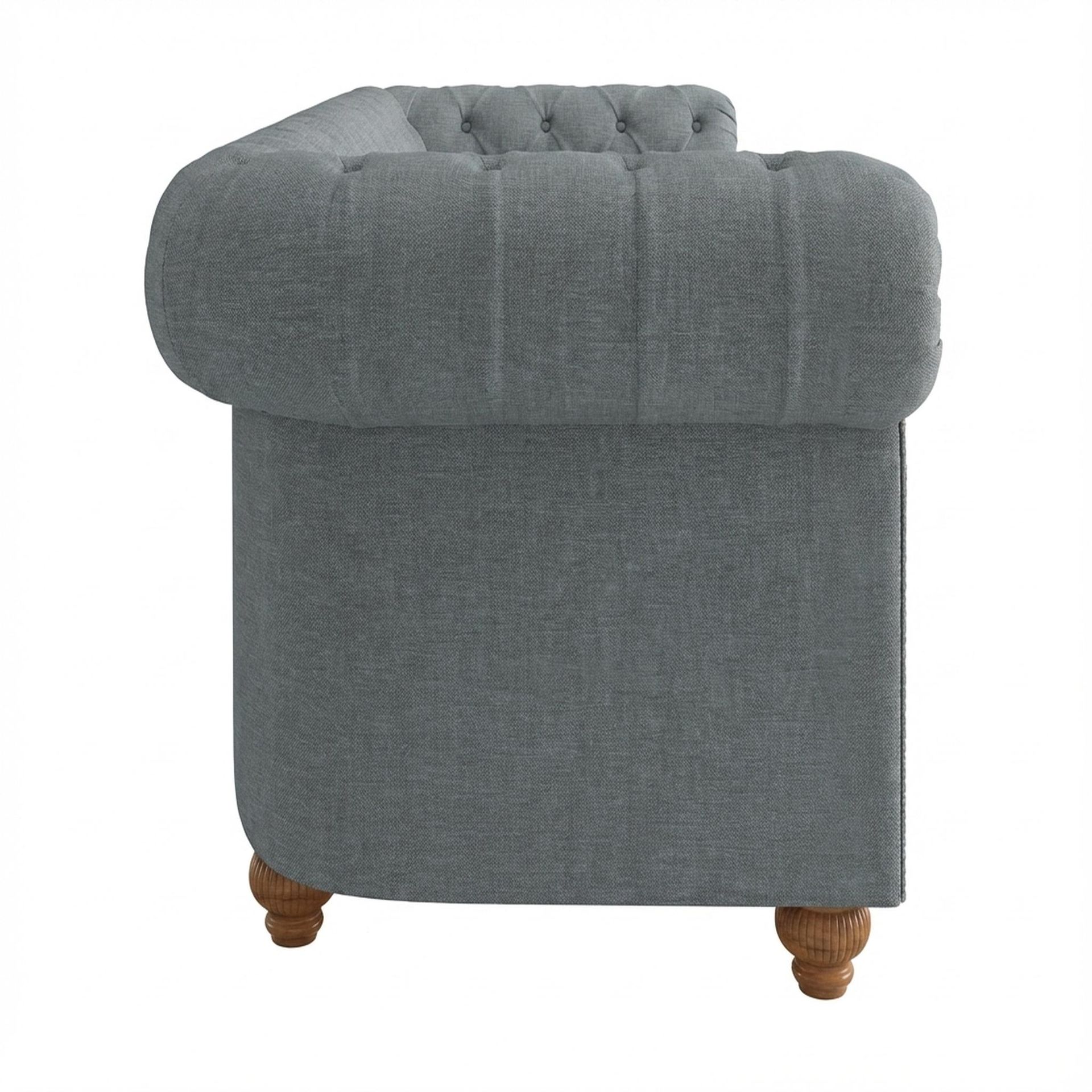 Hayden Home Premium Windsor 3 Seater Sofa, Warm Cedar Leg, Premium Steel Grey Upholstery