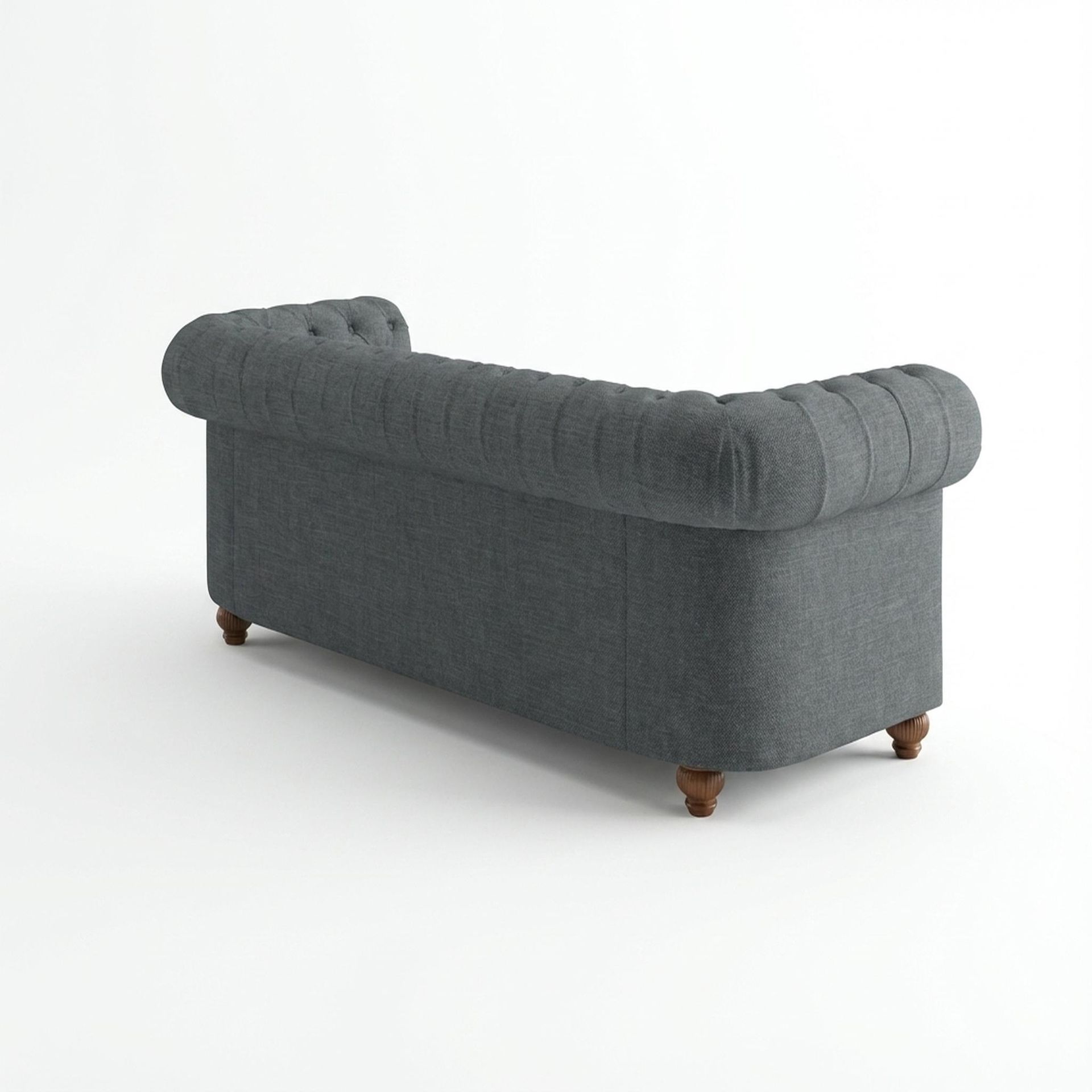 Hayden Home Premium Windsor 3 Seater Sofa, Warm Cedar Leg, Premium Steel Grey Upholstery