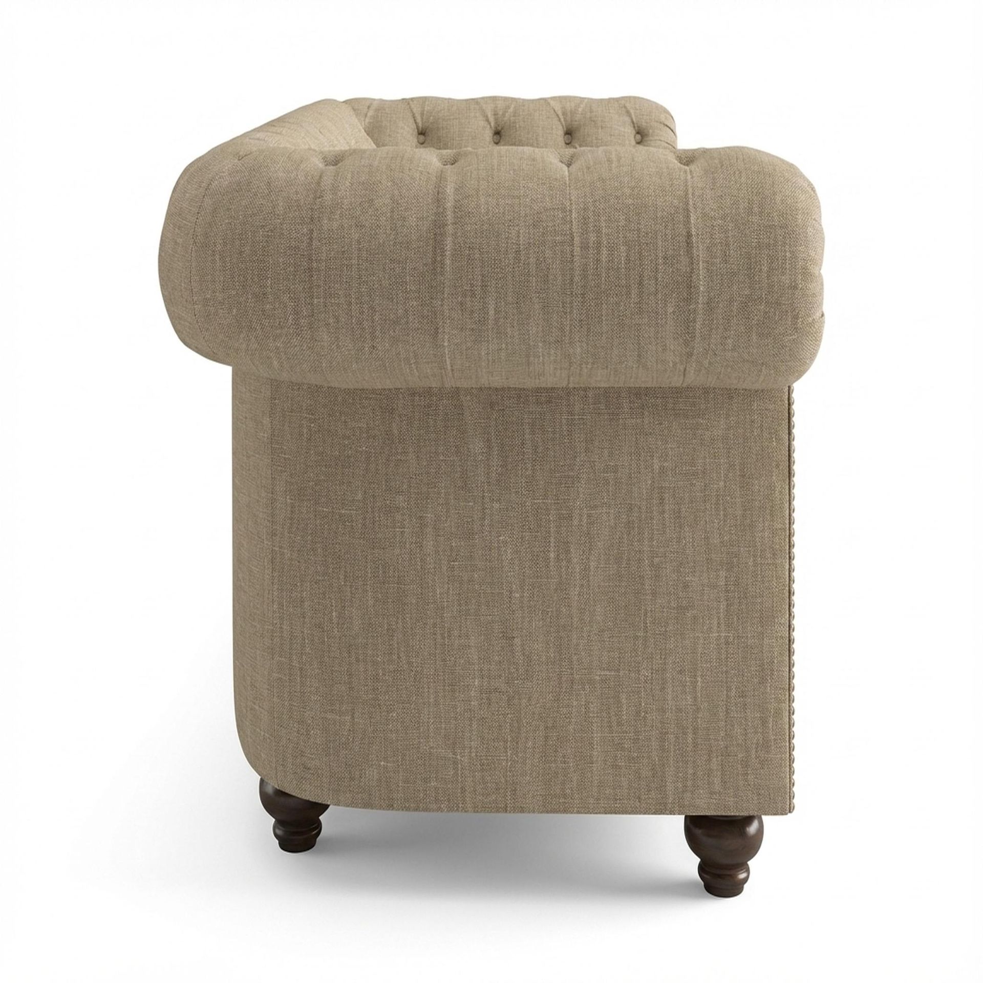 Hayden Home Premium Windsor 2 Seater Sofa, Coco Walnut Leg, Premium Dusky Biege Upholstery