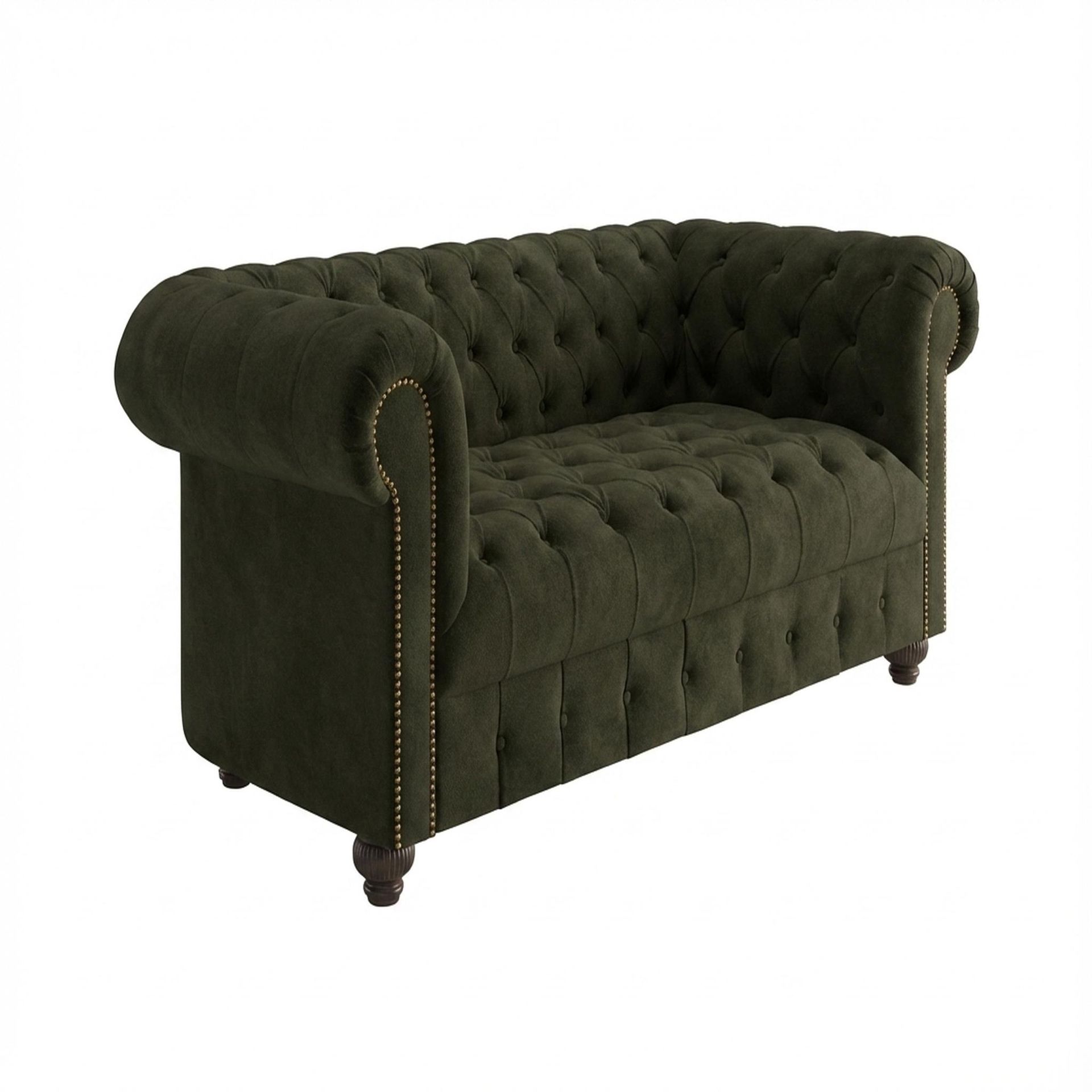 Hayden Home Premium Windsor 2 Seater Sofa, Coco Walnut Leg, Premium Emerald Upholstery