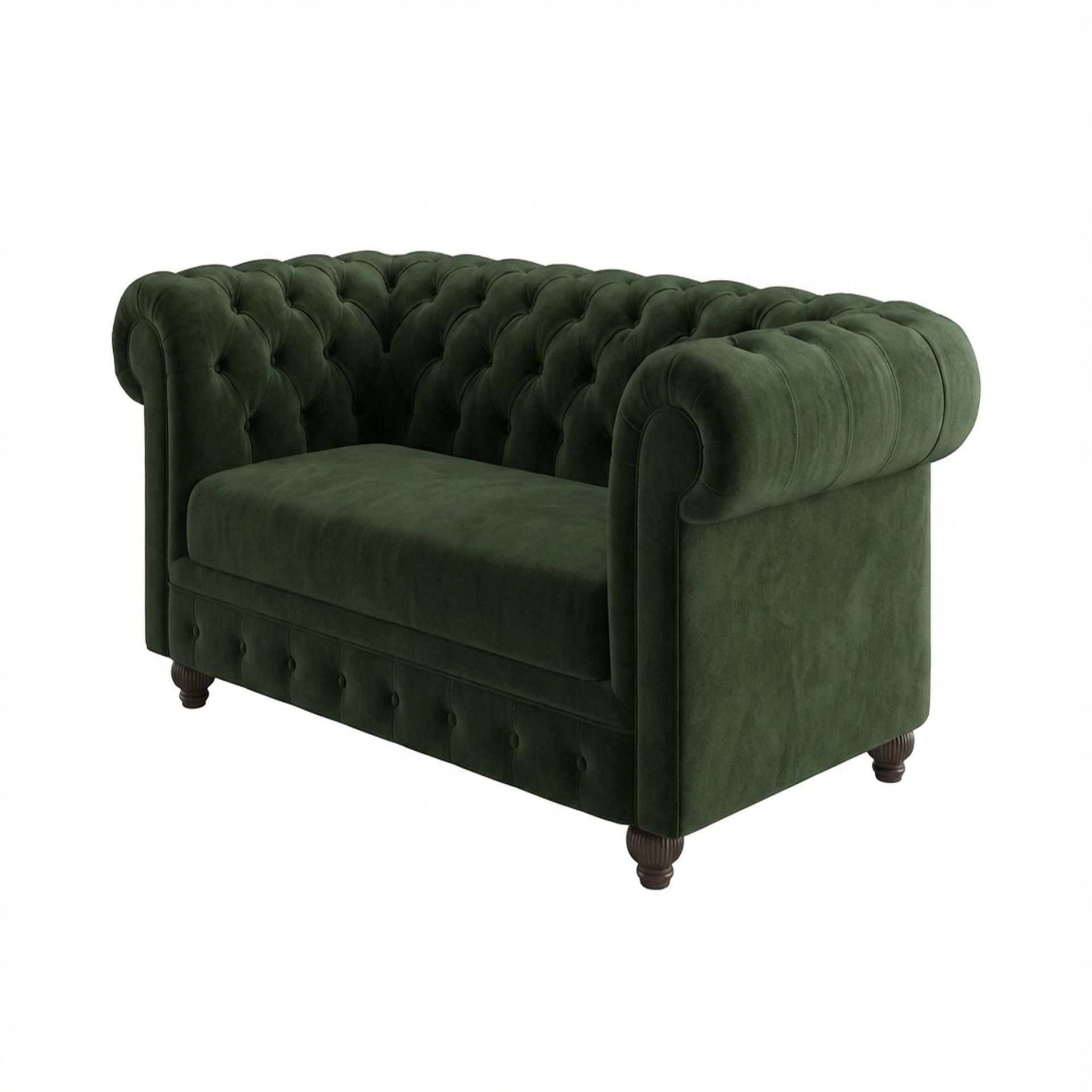 Hayden Home Premium Windsor 2 Seater Sofa, Coco Walnut Leg, Premium Emerald Upholstery