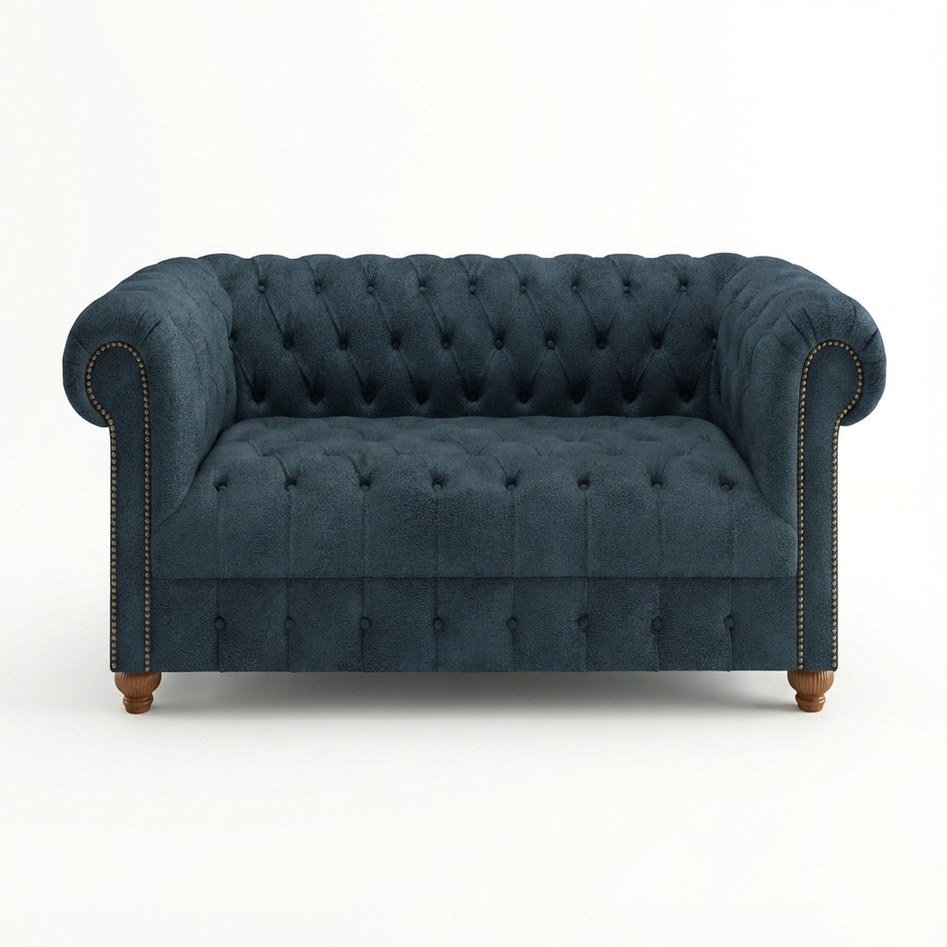 Hayden Home Premium Windsor 2 Seater Sofa, Warm Cedar Leg, Essential Vintage Blue Upholstery