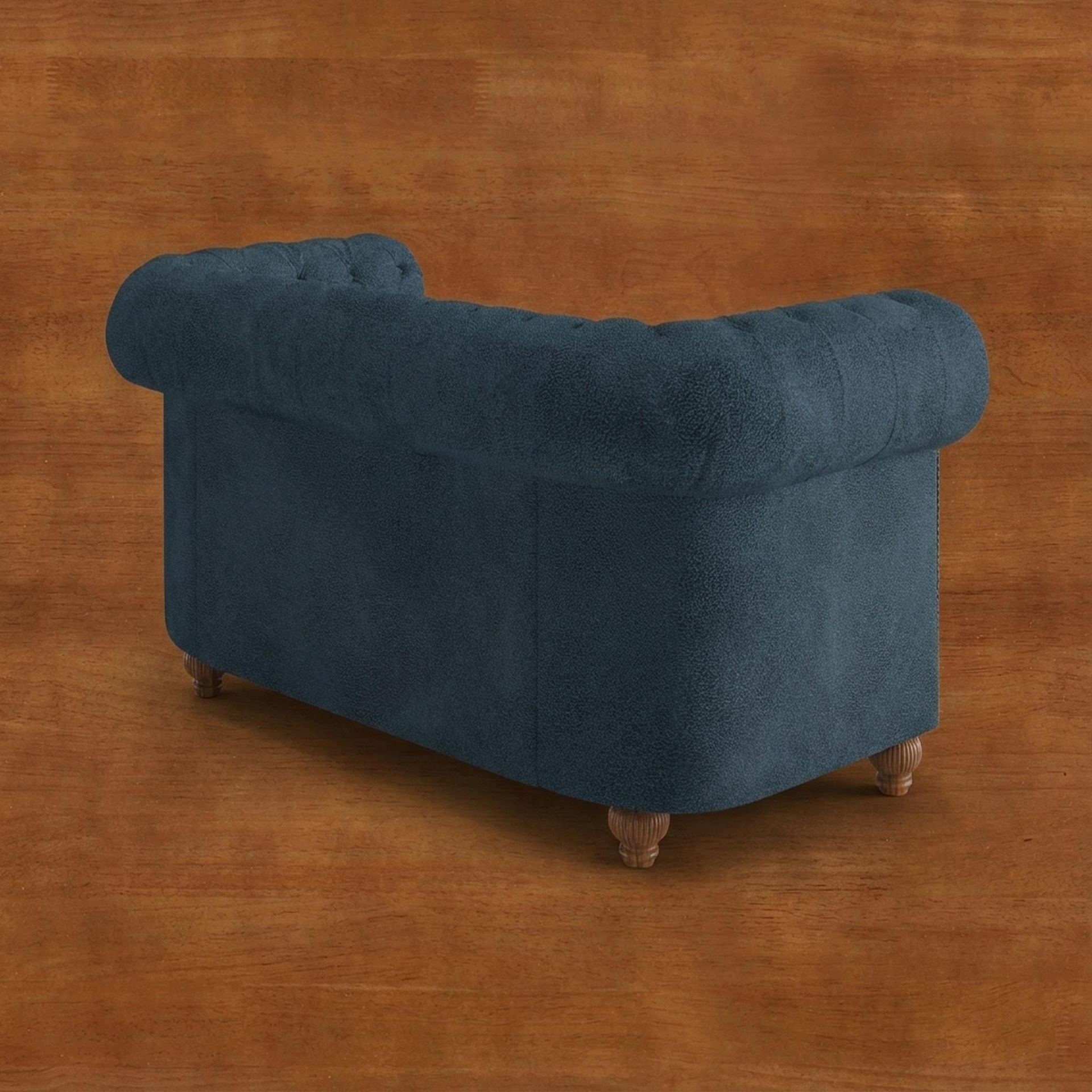 Hayden Home Premium Windsor 2 Seater Sofa, Warm Cedar Leg, Essential Vintage Blue Upholstery