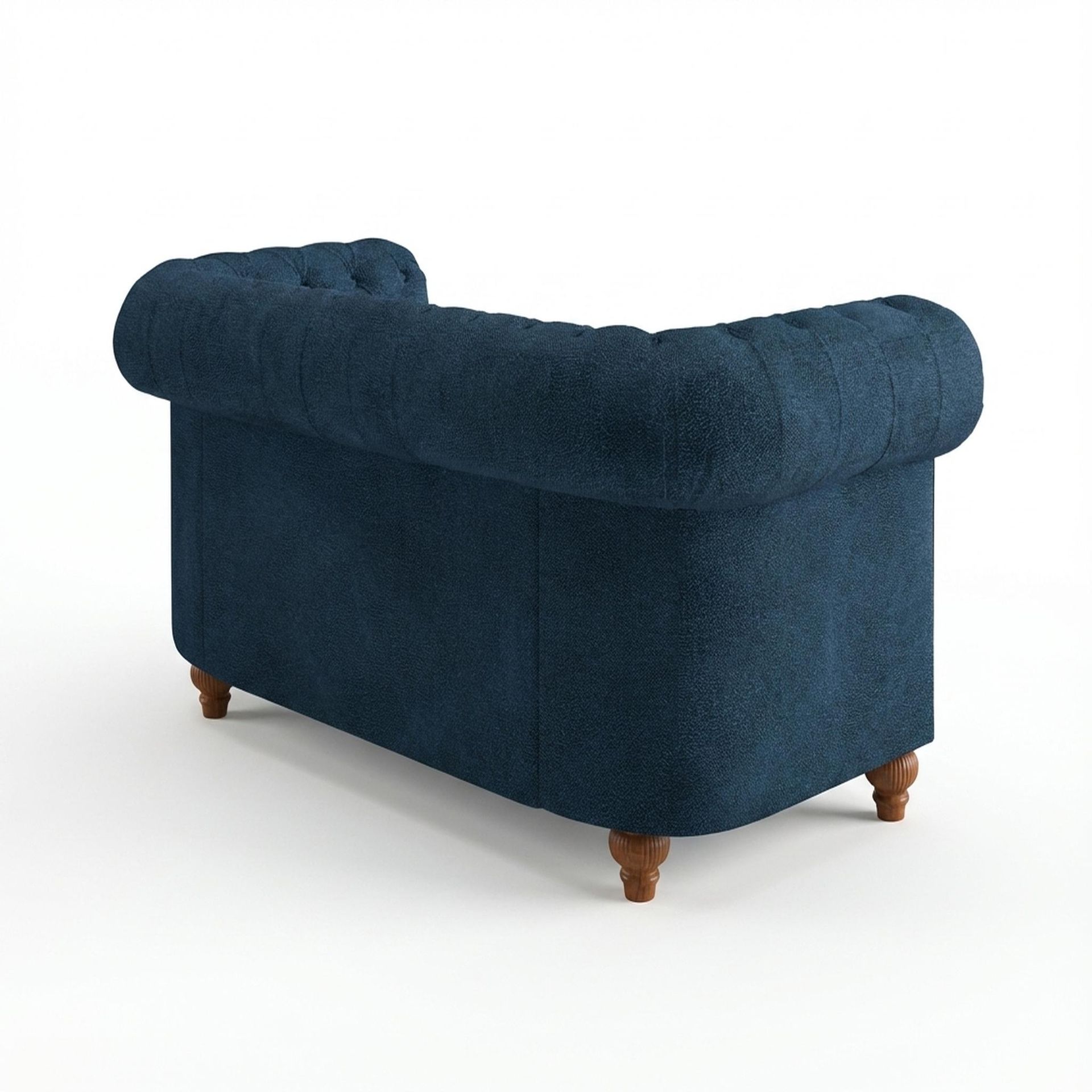 Hayden Home Premium Windsor 2 Seater Sofa, Warm Cedar Leg, Premium Steel Blue Upholstery