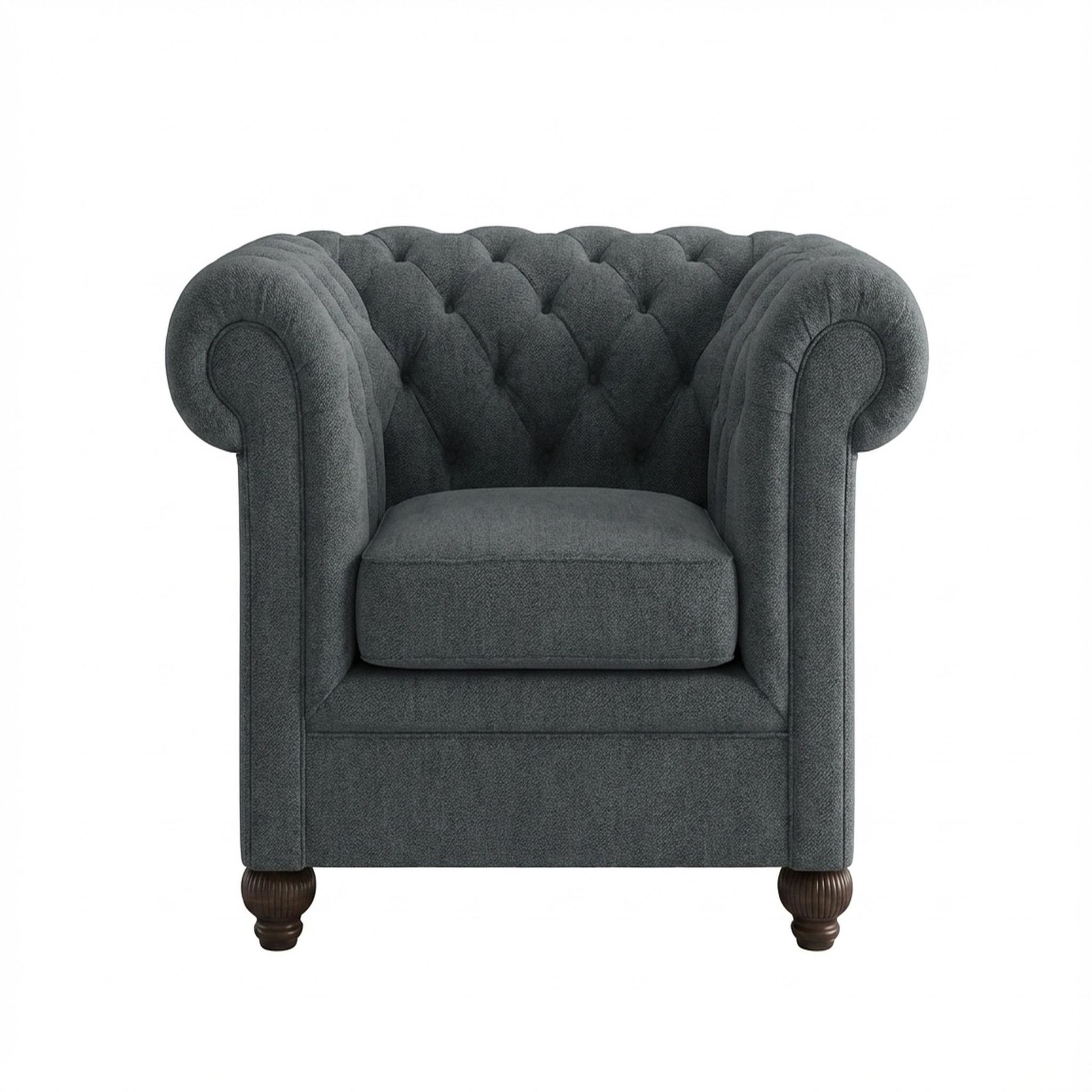 Hayden Home Premium Windsor 1 Seater Sofa, Coco Walnut Leg, Premium Fog Grey Upholstery