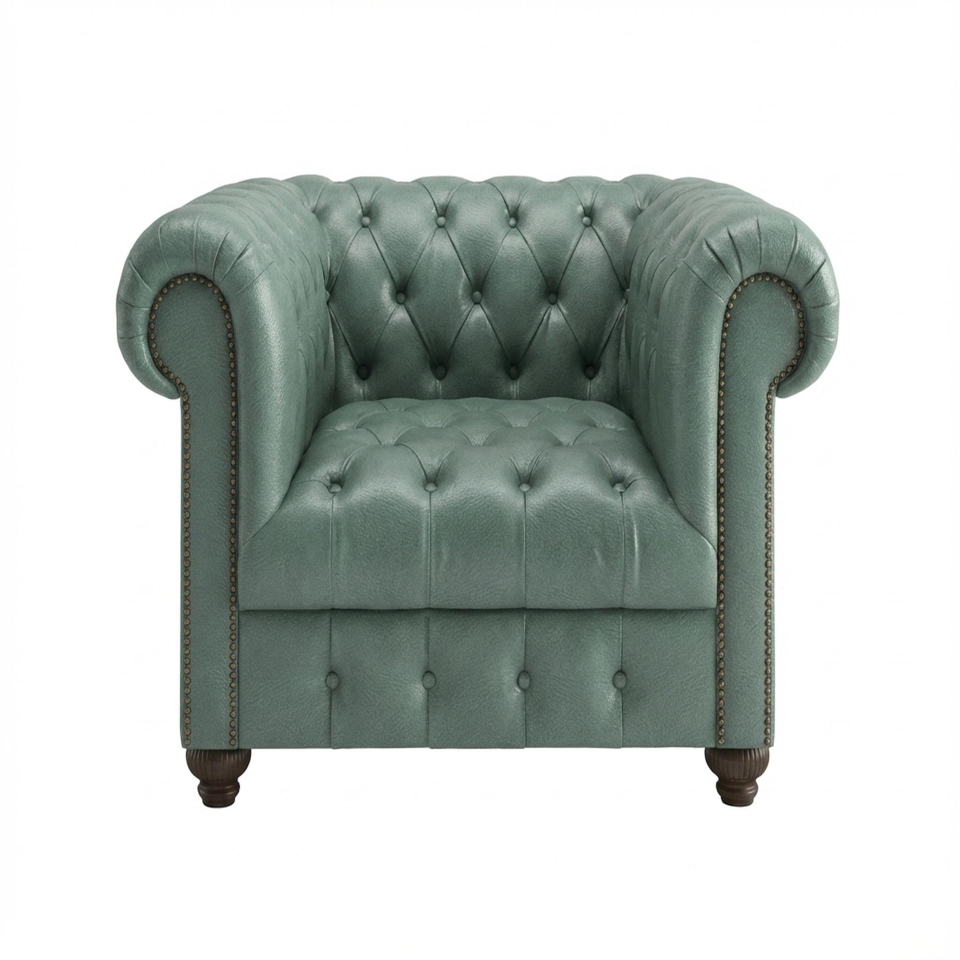Hayden Home Premium Windsor 1 Seater Sofa, Coco Walnut Leg, Premium Mint Green Upholstery