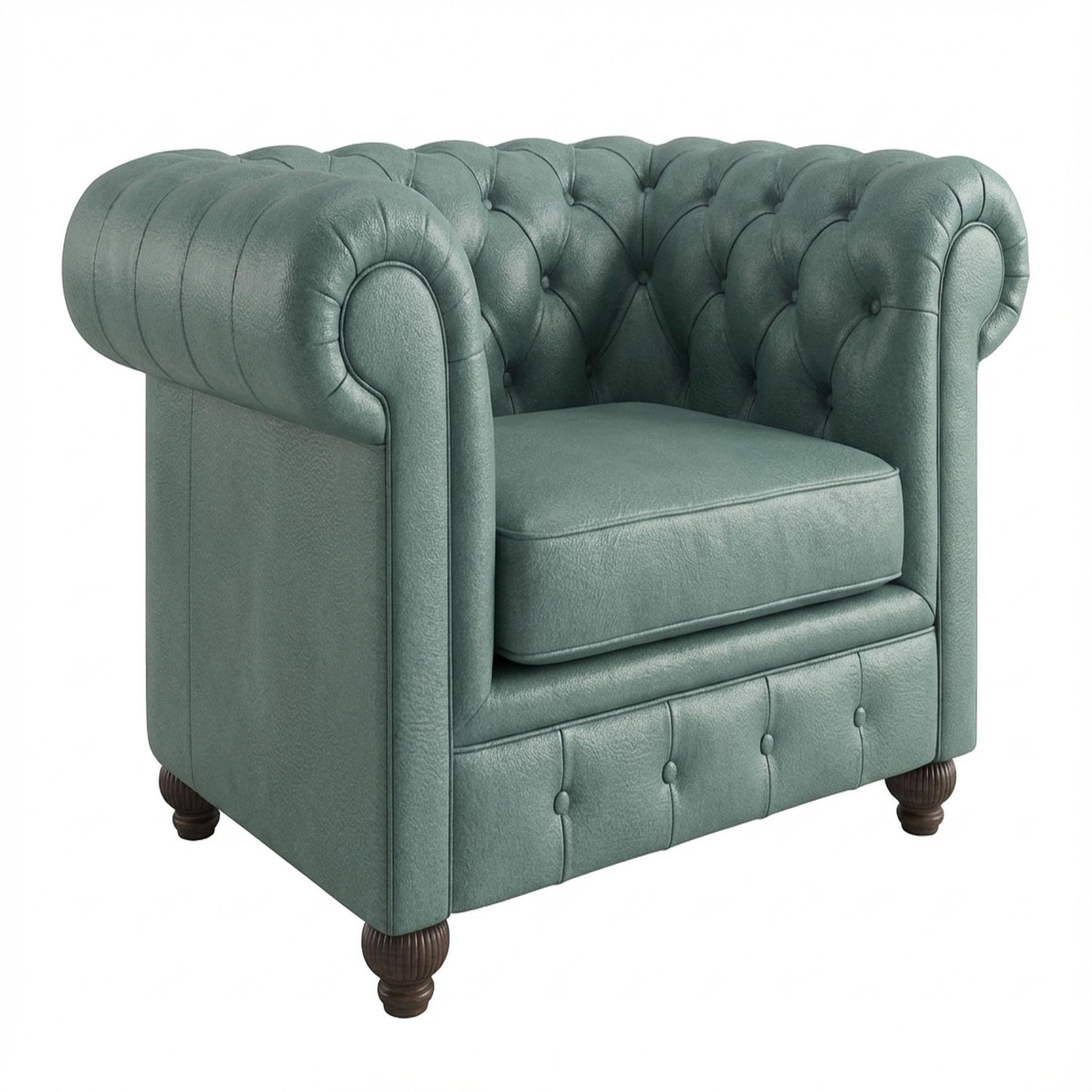 Hayden Home Premium Windsor 1 Seater Sofa, Coco Walnut Leg, Premium Mint Green Upholstery