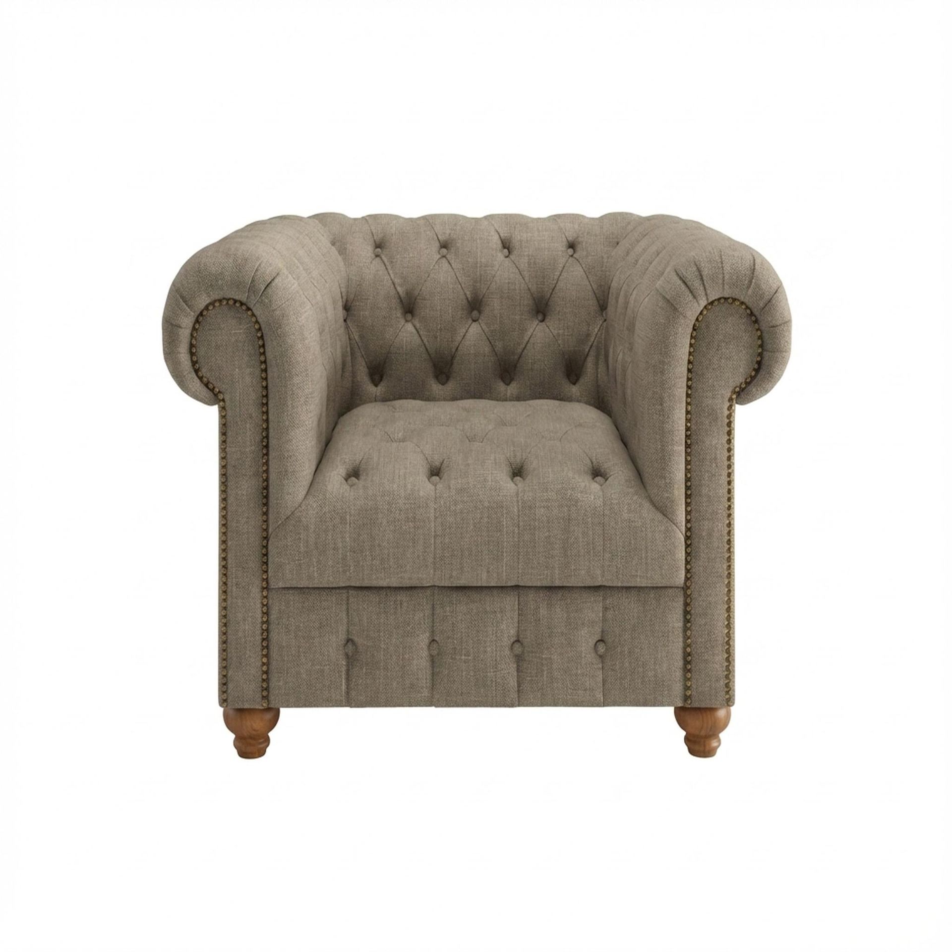 Hayden Home Premium Windsor 1 Seater Sofa, Warm Cedar Leg, Premium Dusky Biege Upholstery