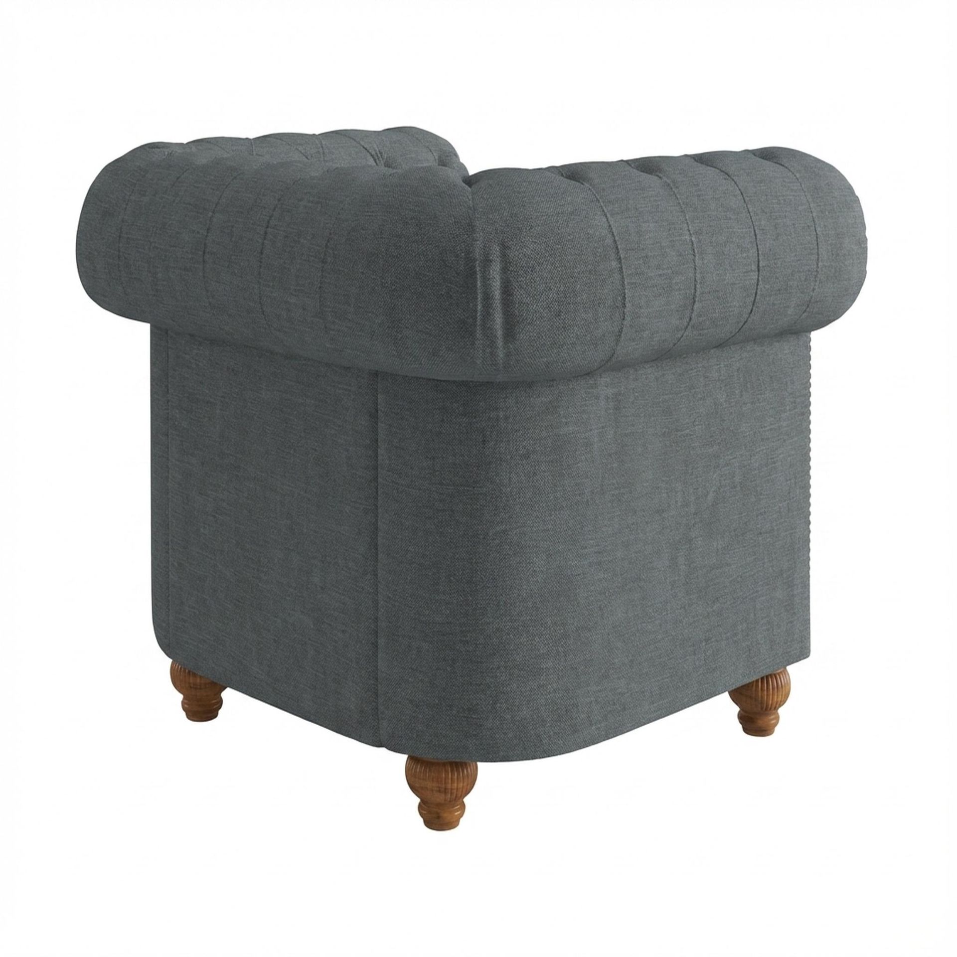 Hayden Home Premium Windsor 1 Seater Sofa, Warm Cedar Leg, Premium Steel Grey Upholstery