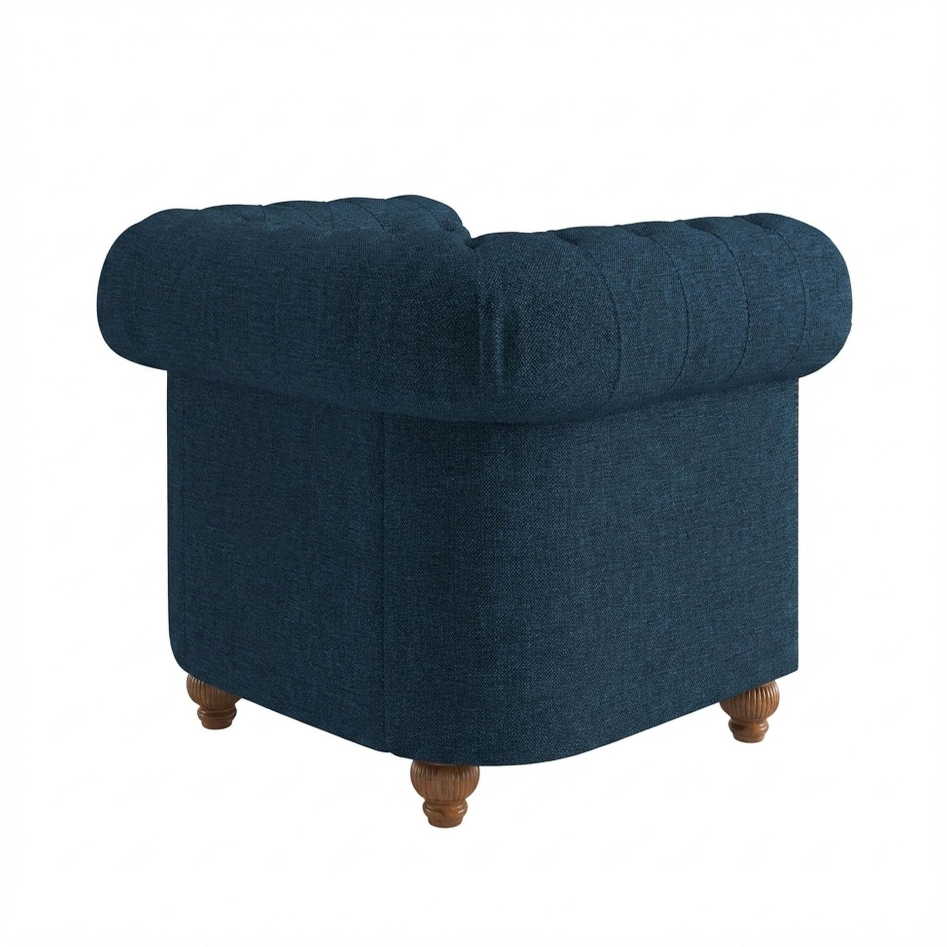 Hayden Home Premium Windsor 1 Seater Sofa, Warm Cedar Leg, Premium Steel Blue Upholstery