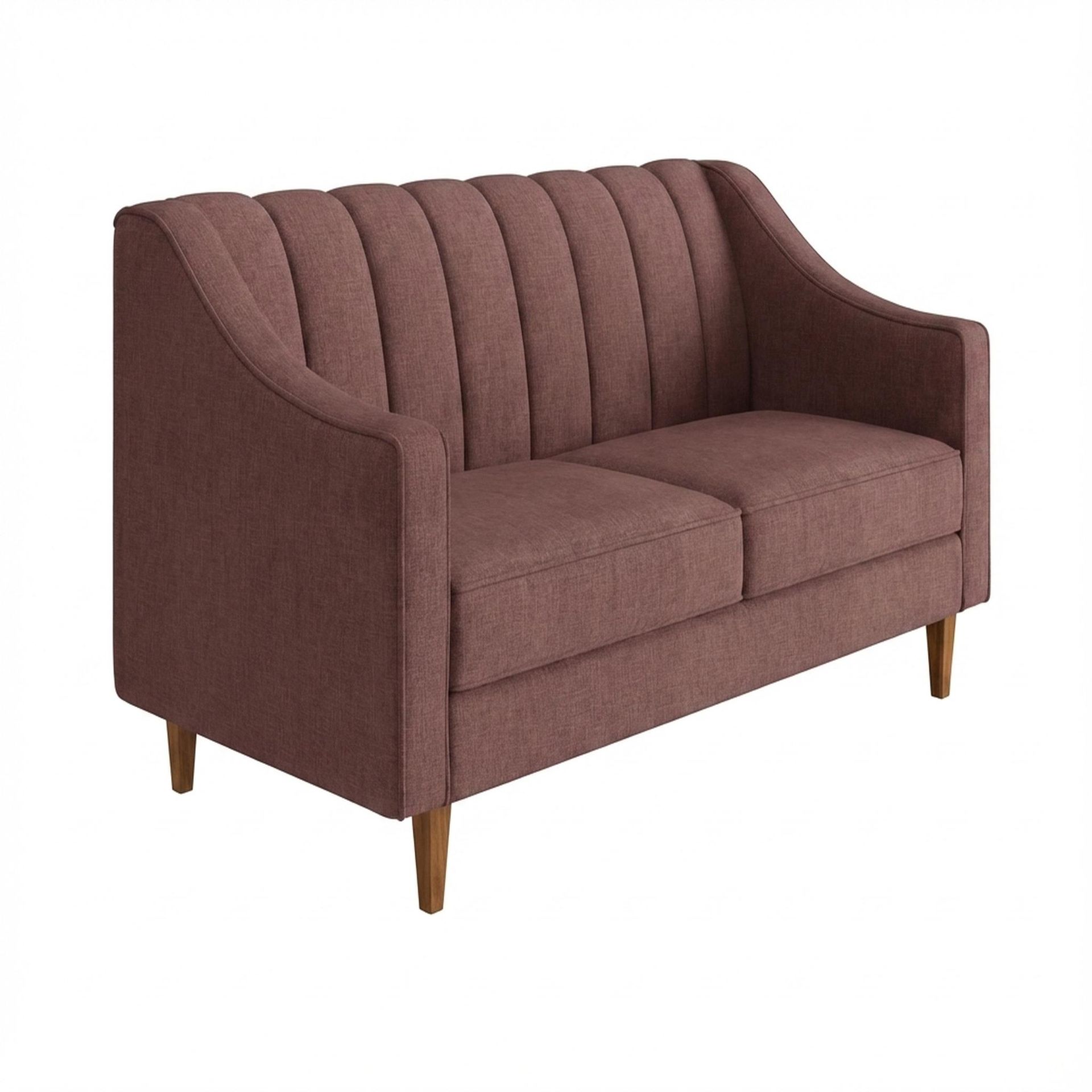 Hayden Home Premium Zurich 2 Seater Sofa, Warm Cedar Leg, Premium Ballet Pink Upholstery