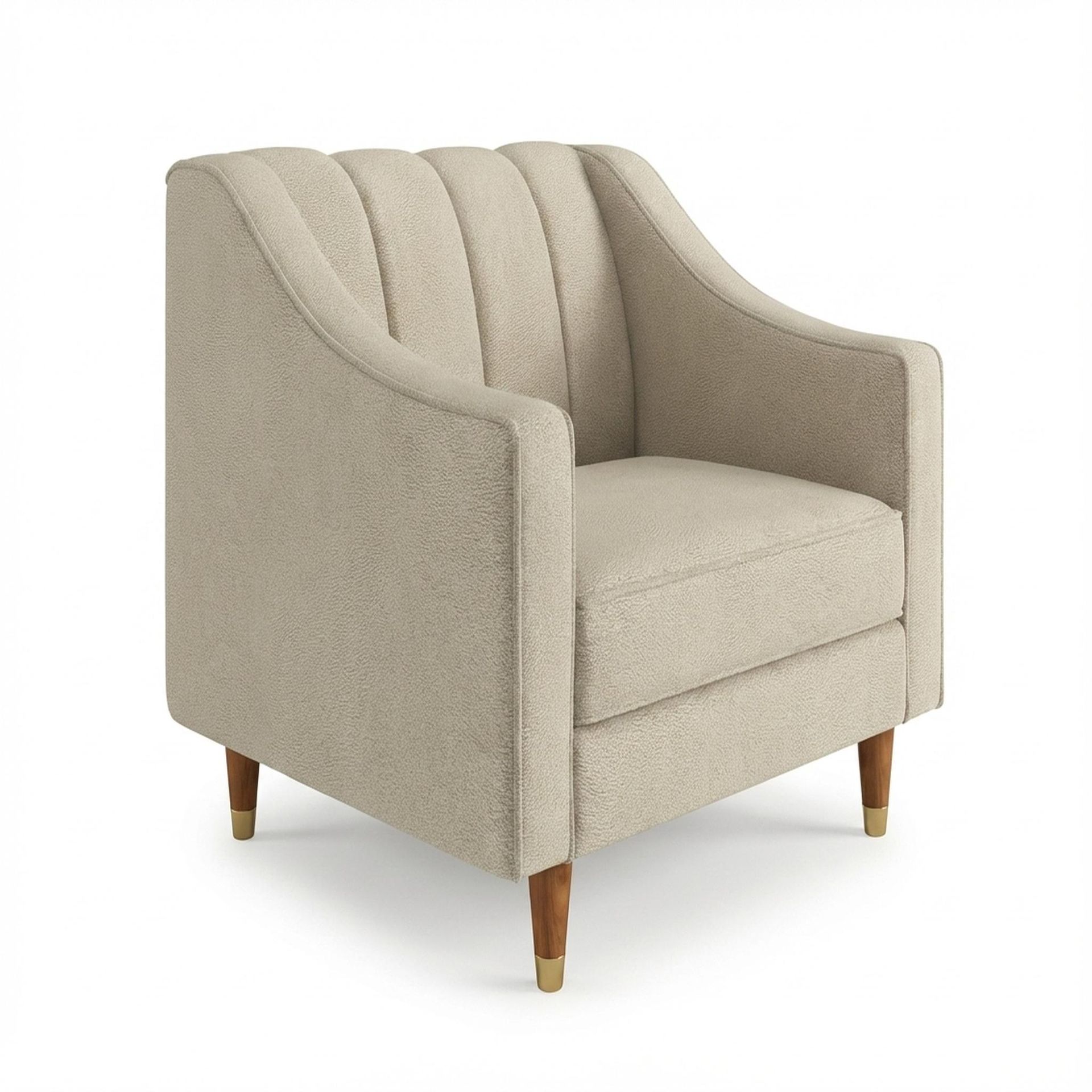 Hayden Home Premium Zurich 1 Seater Sofa, Warm Cedar Leg, Essential Sand Upholstery