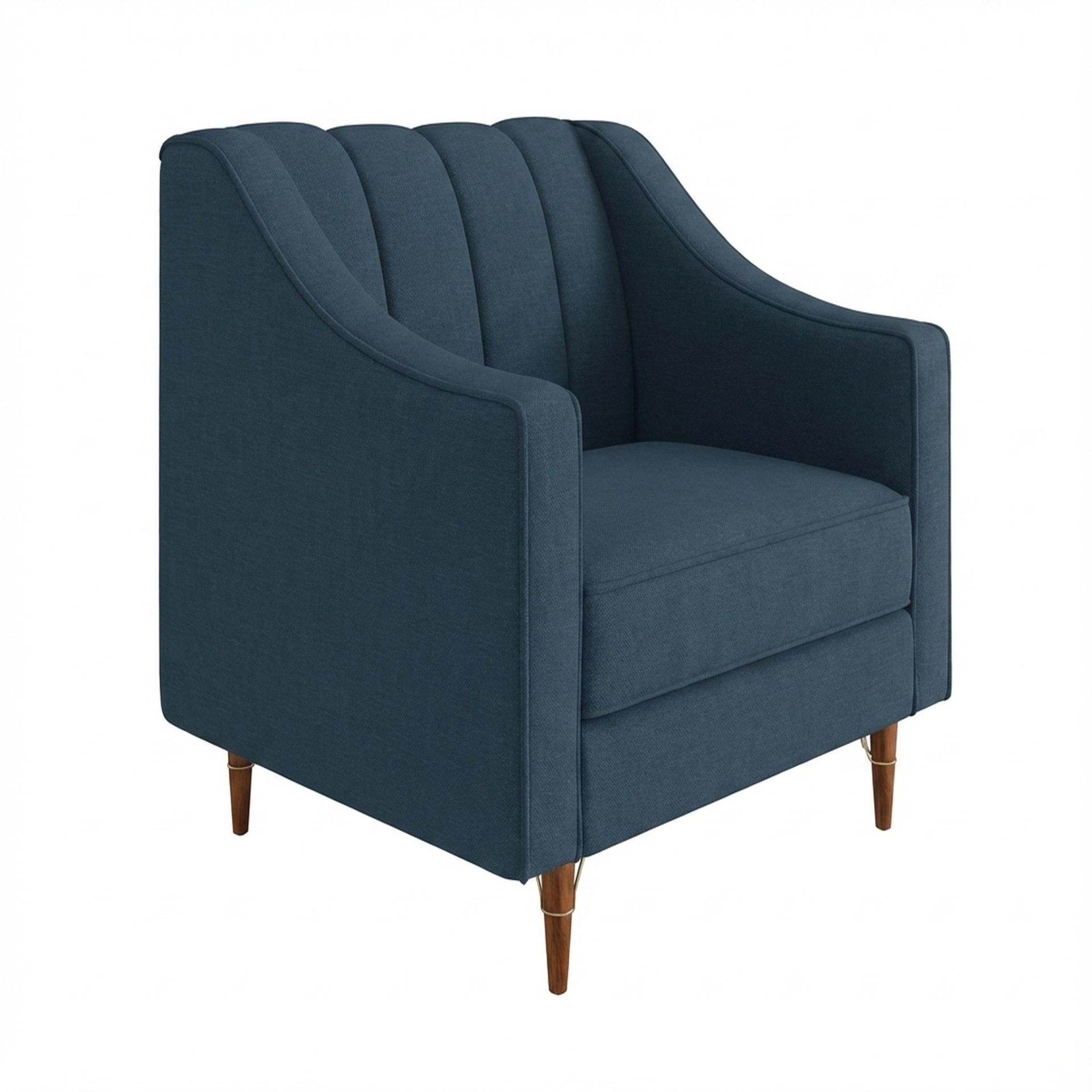 Hayden Home Premium Zurich 1 Seater Sofa, Warm Cedar Leg, Essential Aegean Blue Upholstery