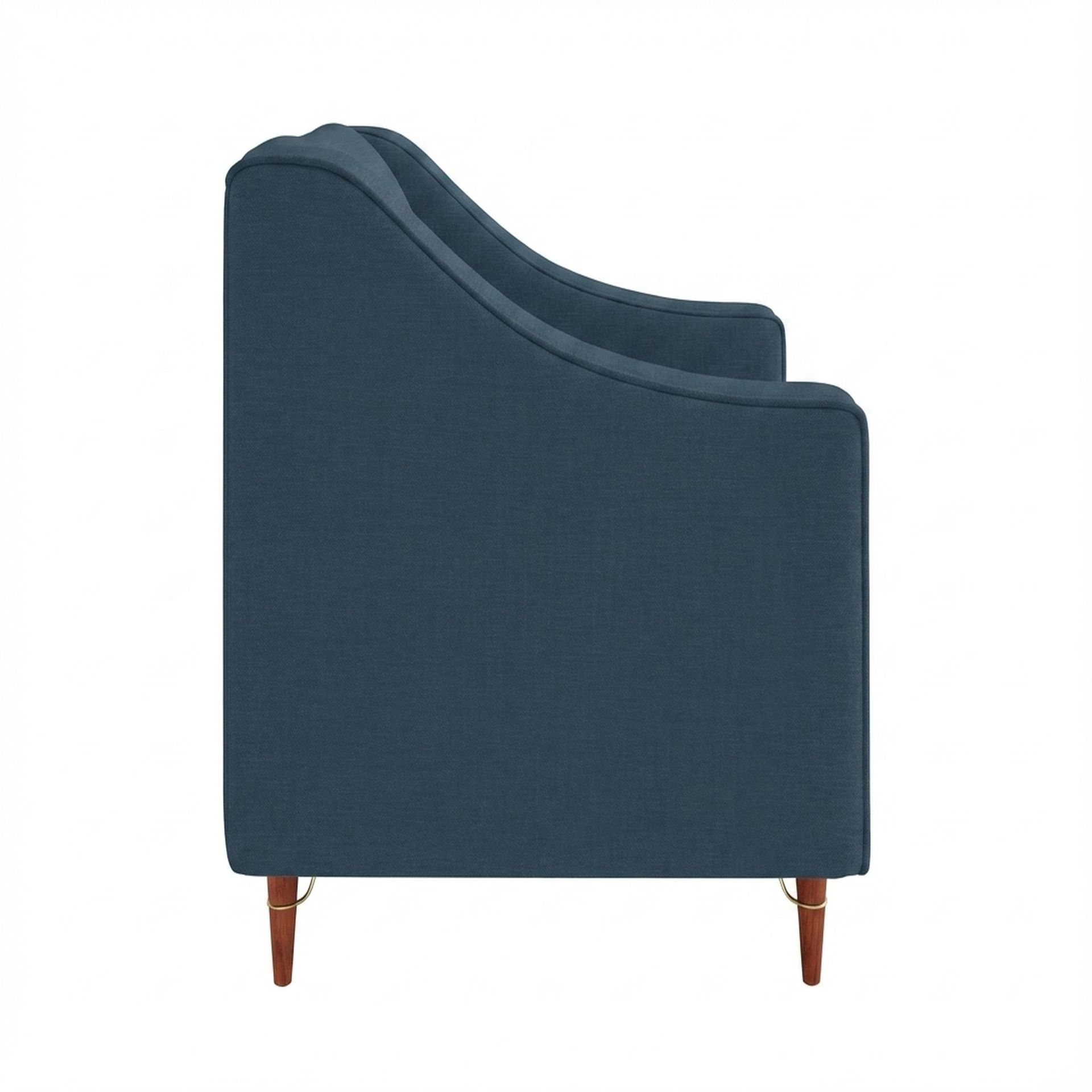 Hayden Home Premium Zurich 1 Seater Sofa, Warm Cedar Leg, Essential Aegean Blue Upholstery