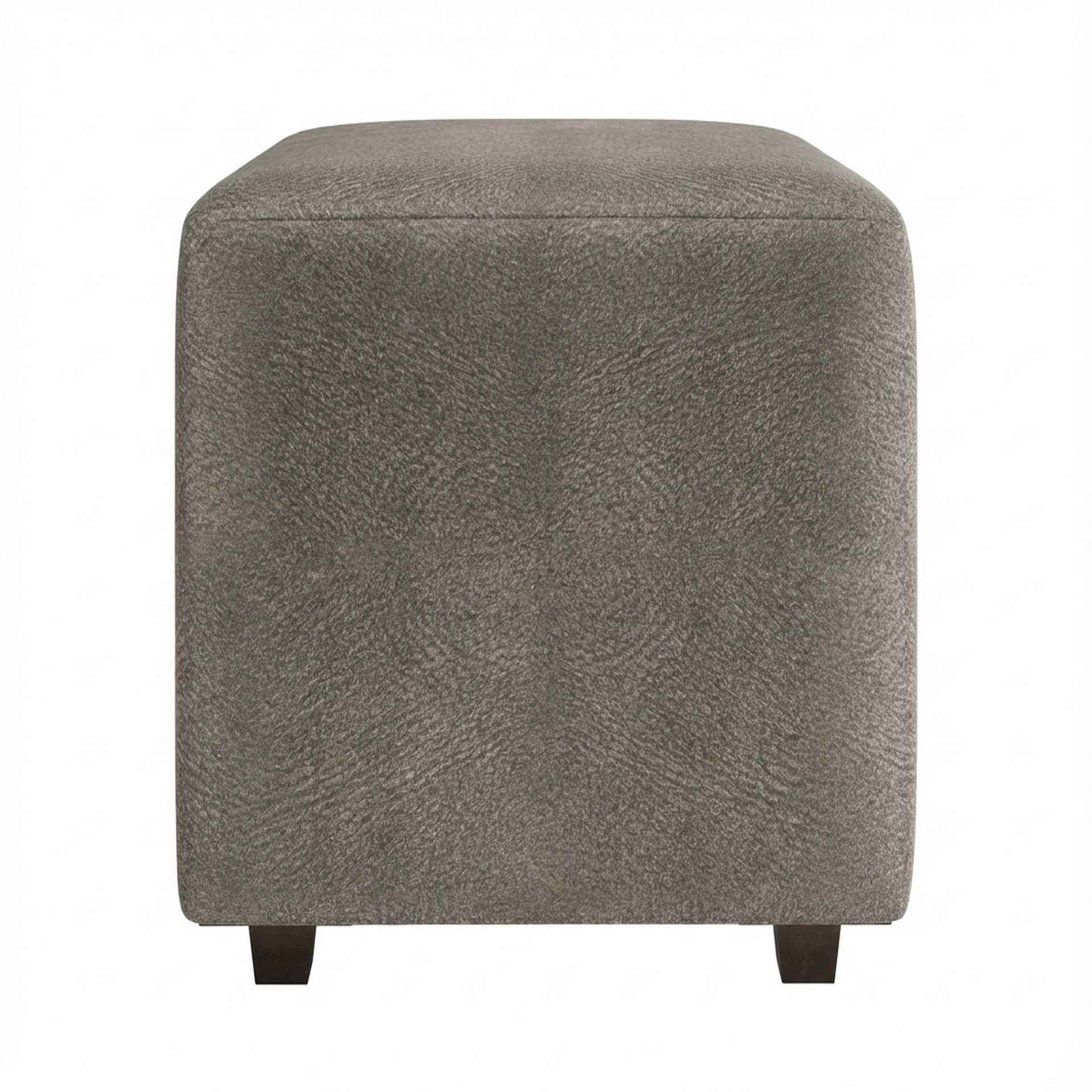 Hayden Home Premium Wooden Square Pouf, Coco Walnut Legs, Essential Biscuit Upholstery