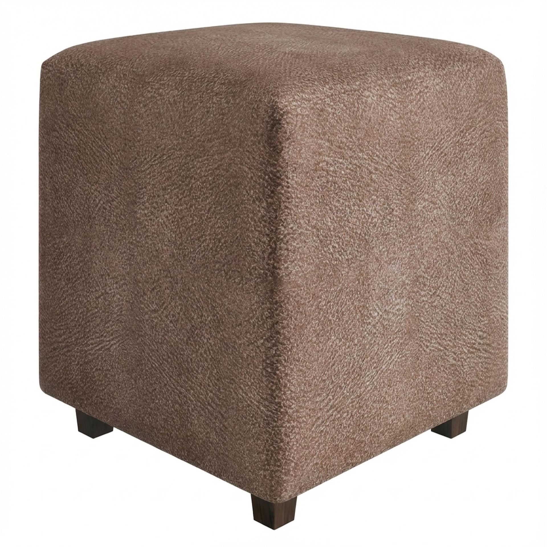 Hayden Home Premium Wooden Square Pouf, Coco Walnut Legs, Essential Ballet Slipper Upholstery