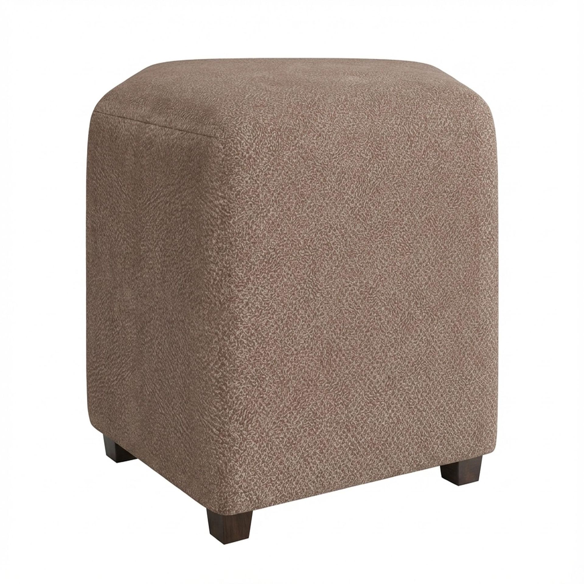 Hayden Home Premium Wooden Square Pouf, Coco Walnut Legs, Essential Ballet Slipper Upholstery