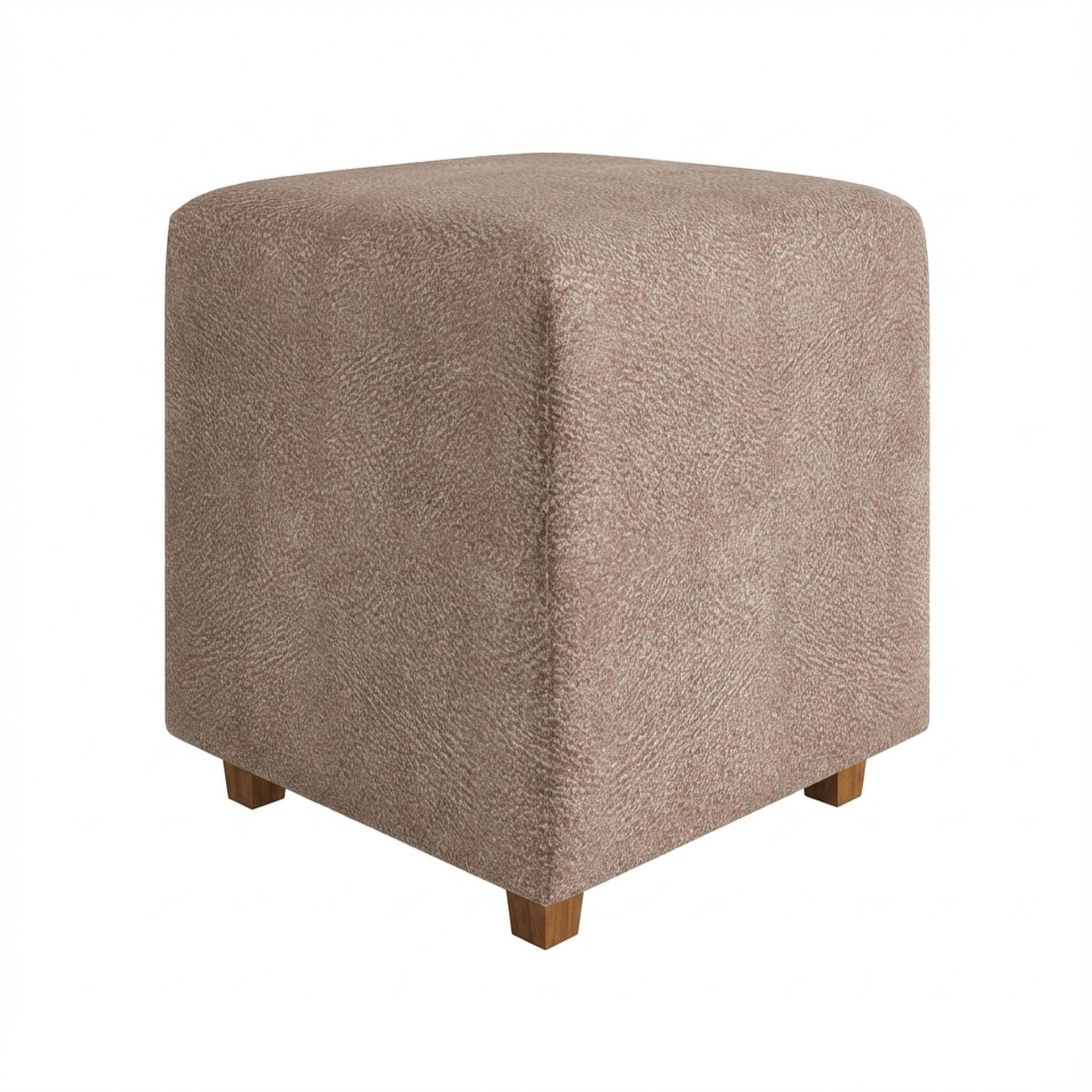Hayden Home Premium Wooden Square Pouf, Warm Cedar Legs, Essential Ballet Slipper Upholstery