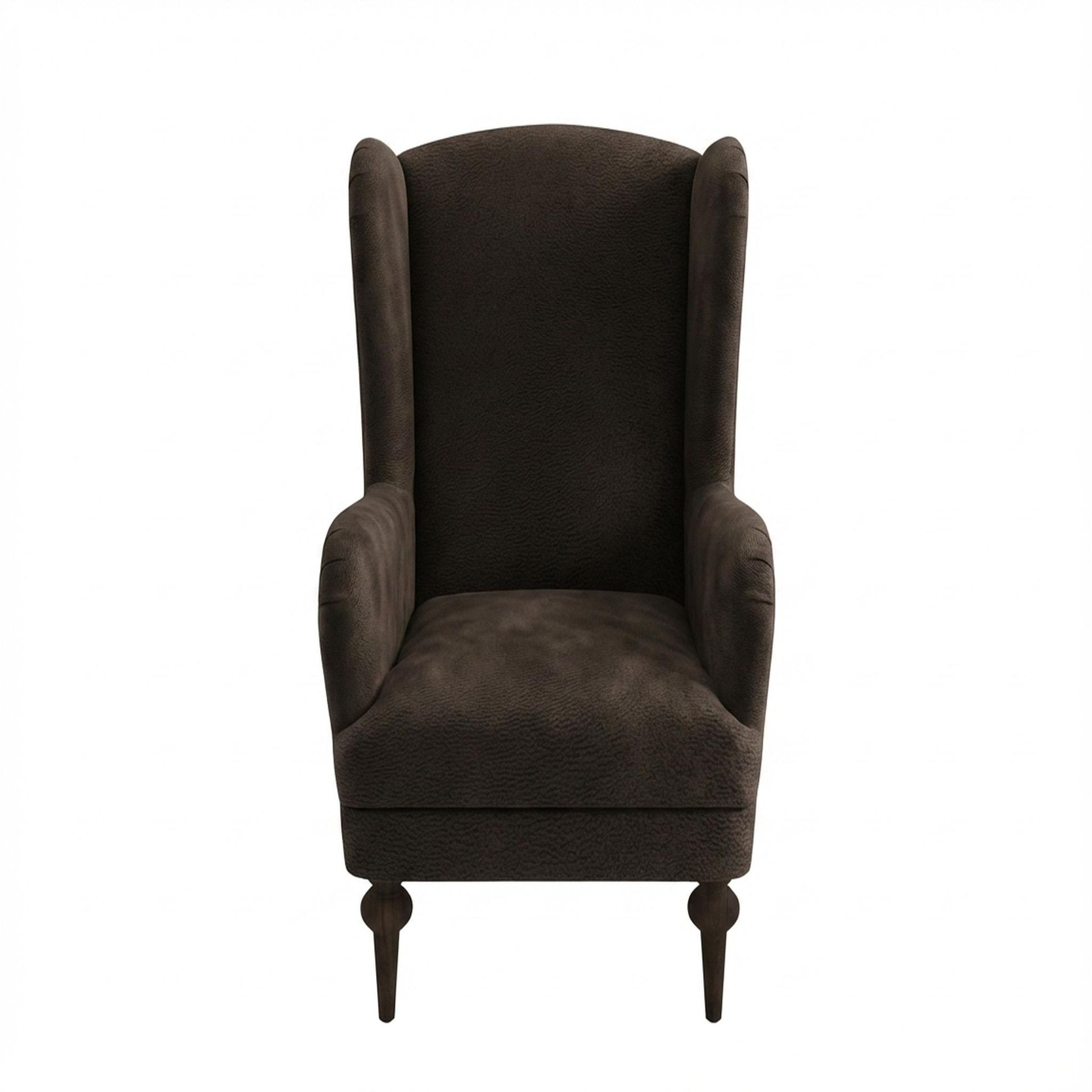 Lydia Accent Chair, Coco Walnut Legs Essential Beige Brown Upholstery