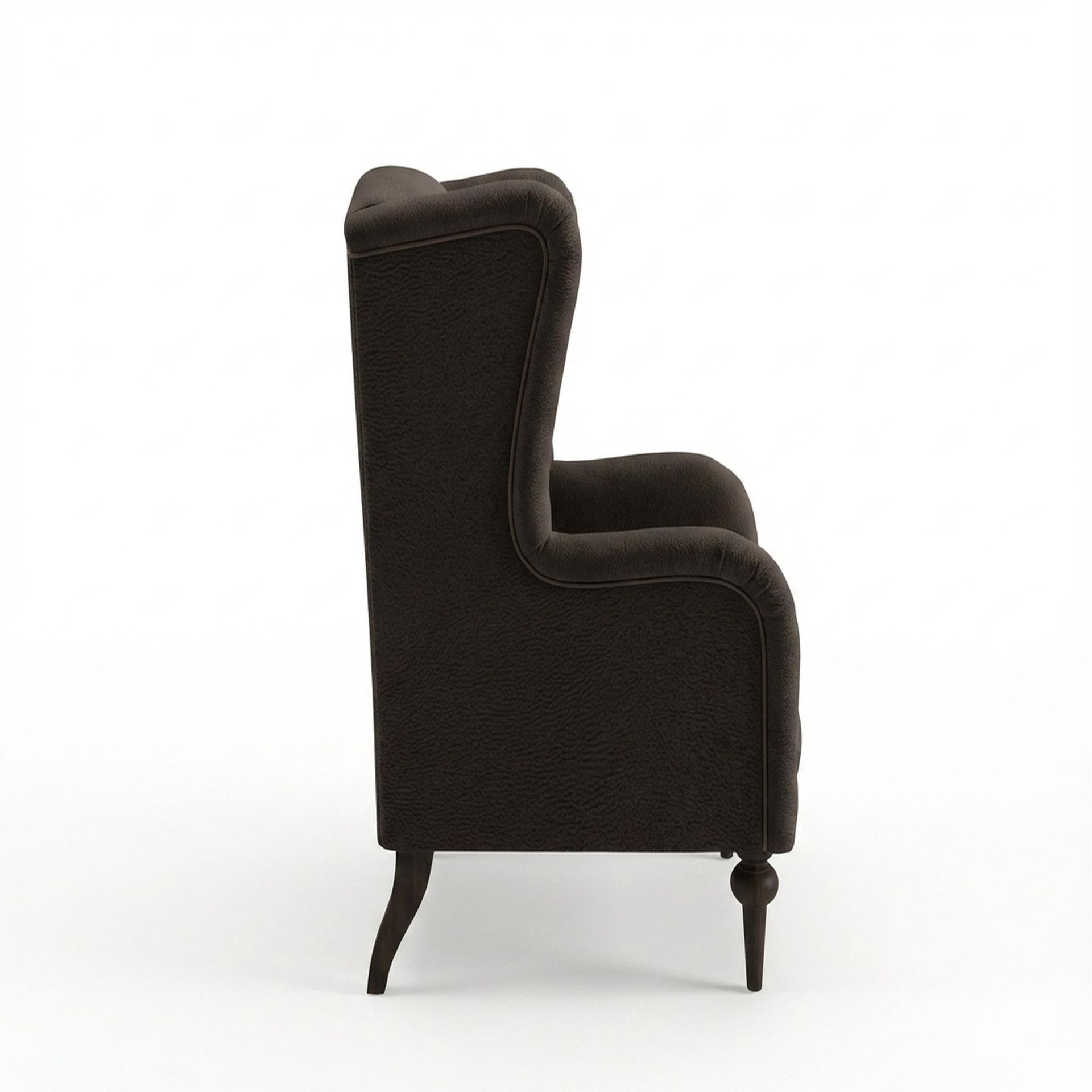 Lydia Accent Chair, Coco Walnut Legs Essential Beige Brown Upholstery