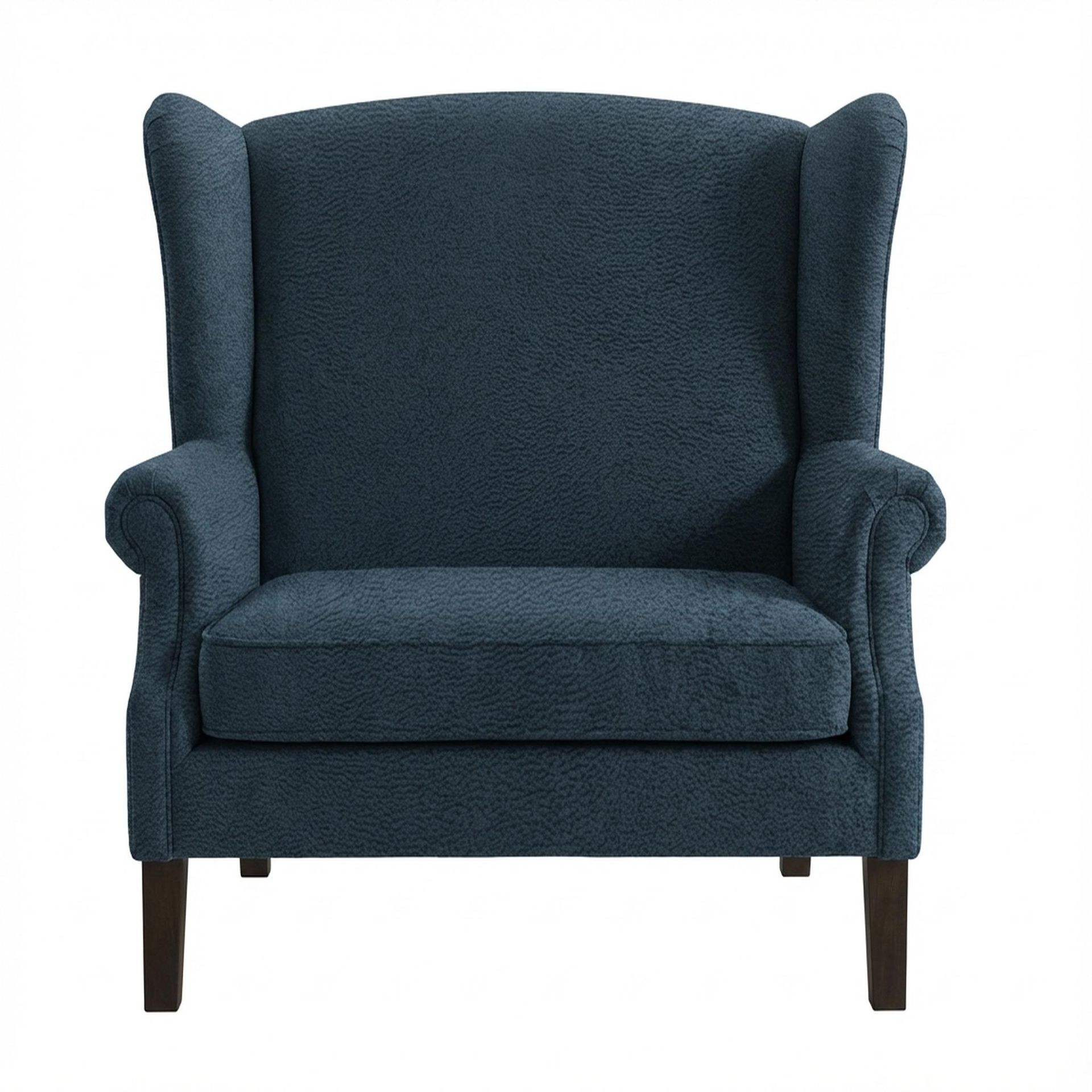 Lydia Accent Chair, Coco Walnut Legs Essential Vintage Blue Upholstery
