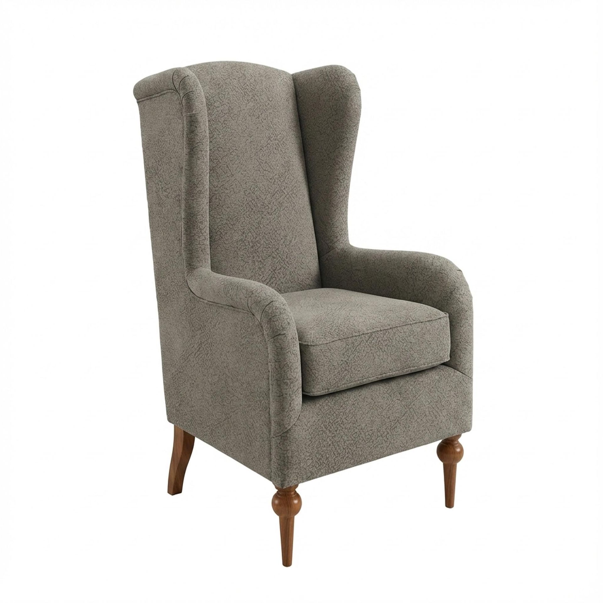 Lydia Accent Chair, Warm Cedar Legs Essential Biscuit Upholstery