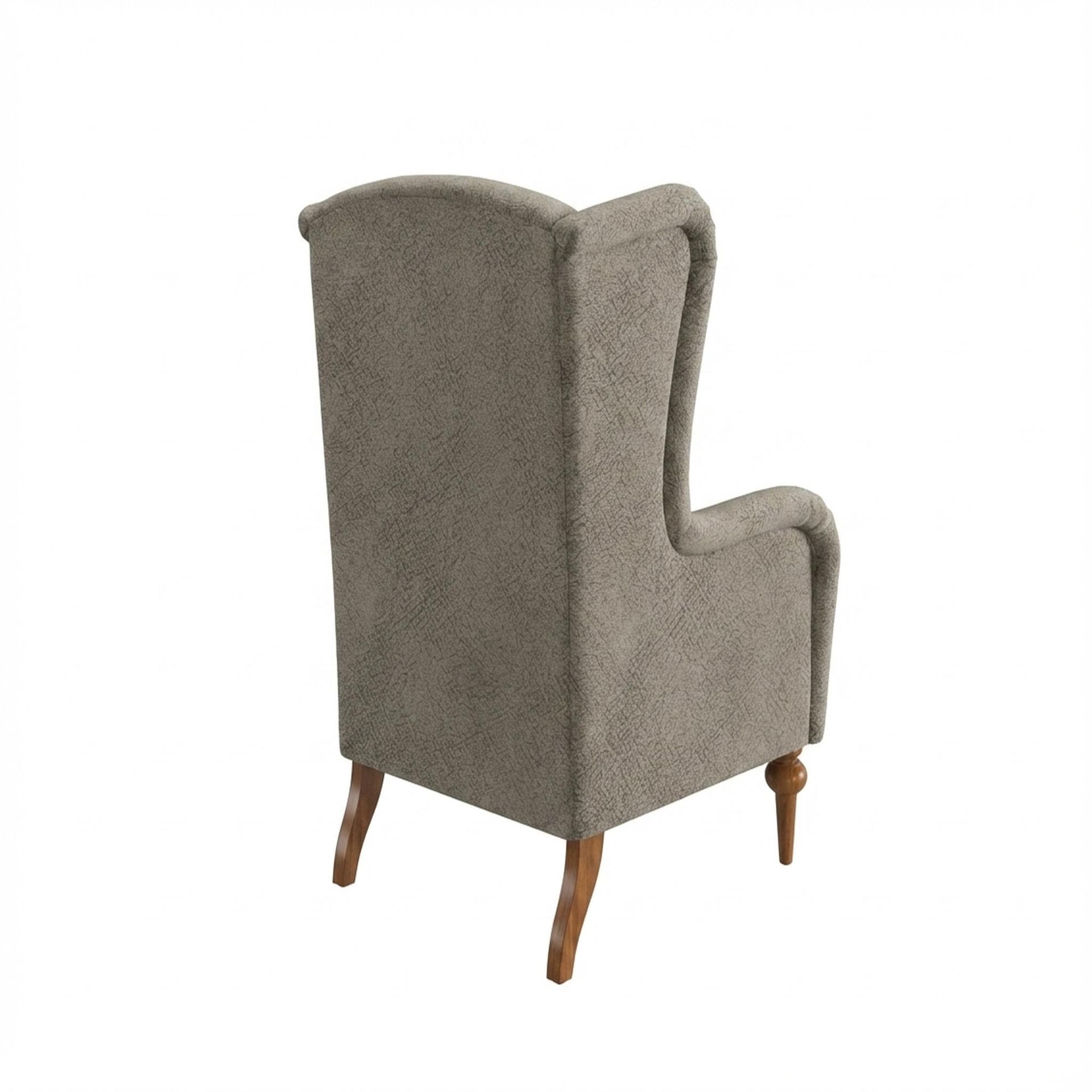 Lydia Accent Chair, Warm Cedar Legs Essential Biscuit Upholstery