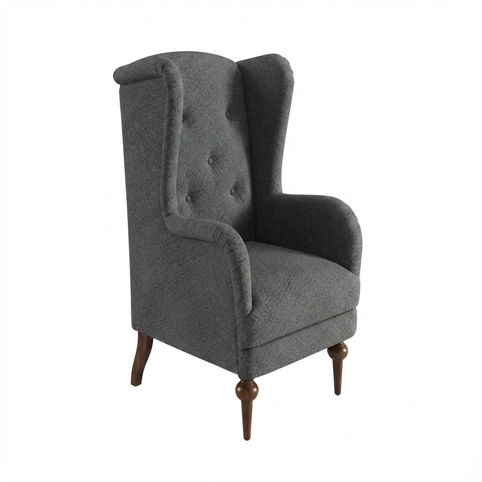 Lydia Accent Chair, Warm Cedar Legs Essential Frost Upholstery