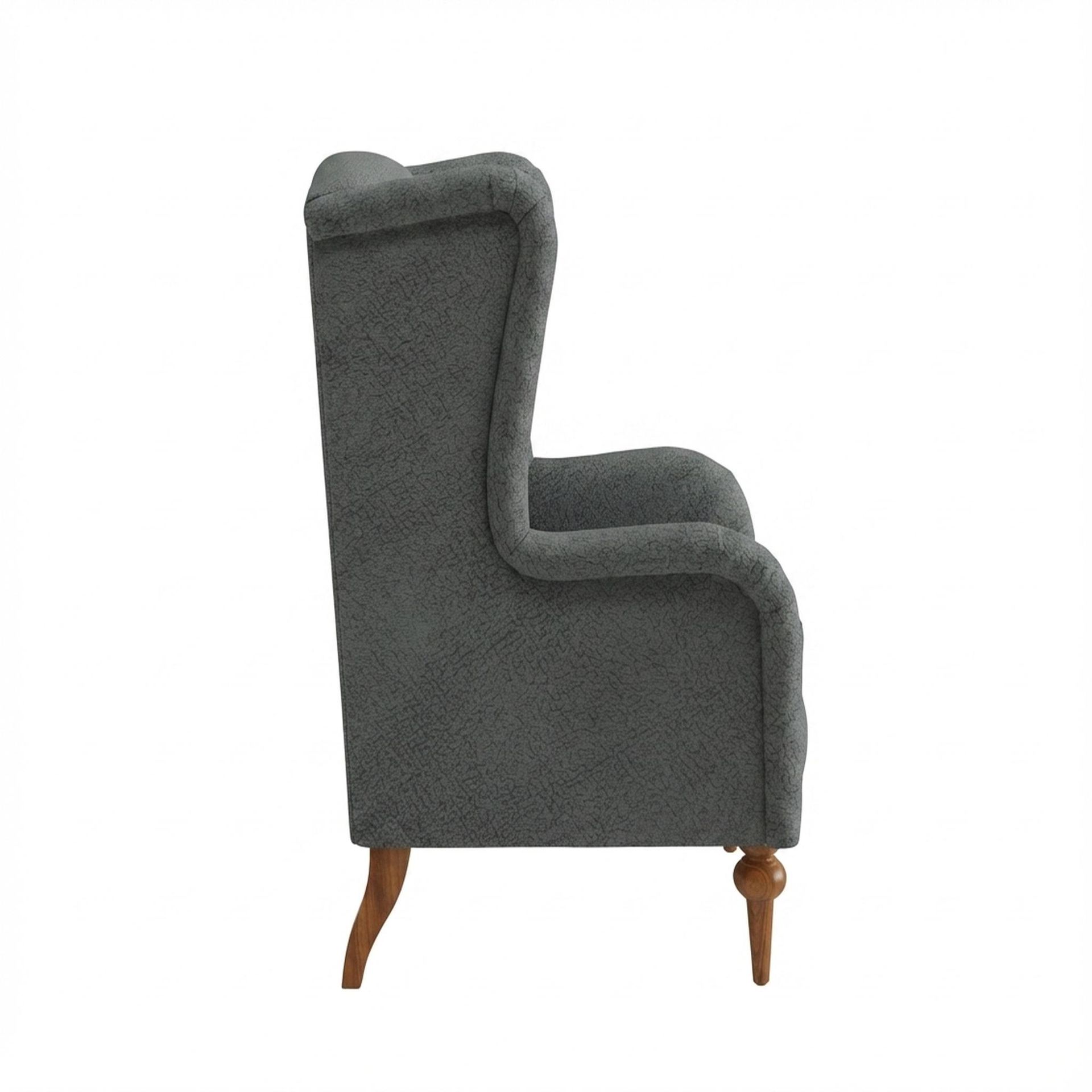 Lydia Accent Chair, Warm Cedar Legs Essential Frost Upholstery