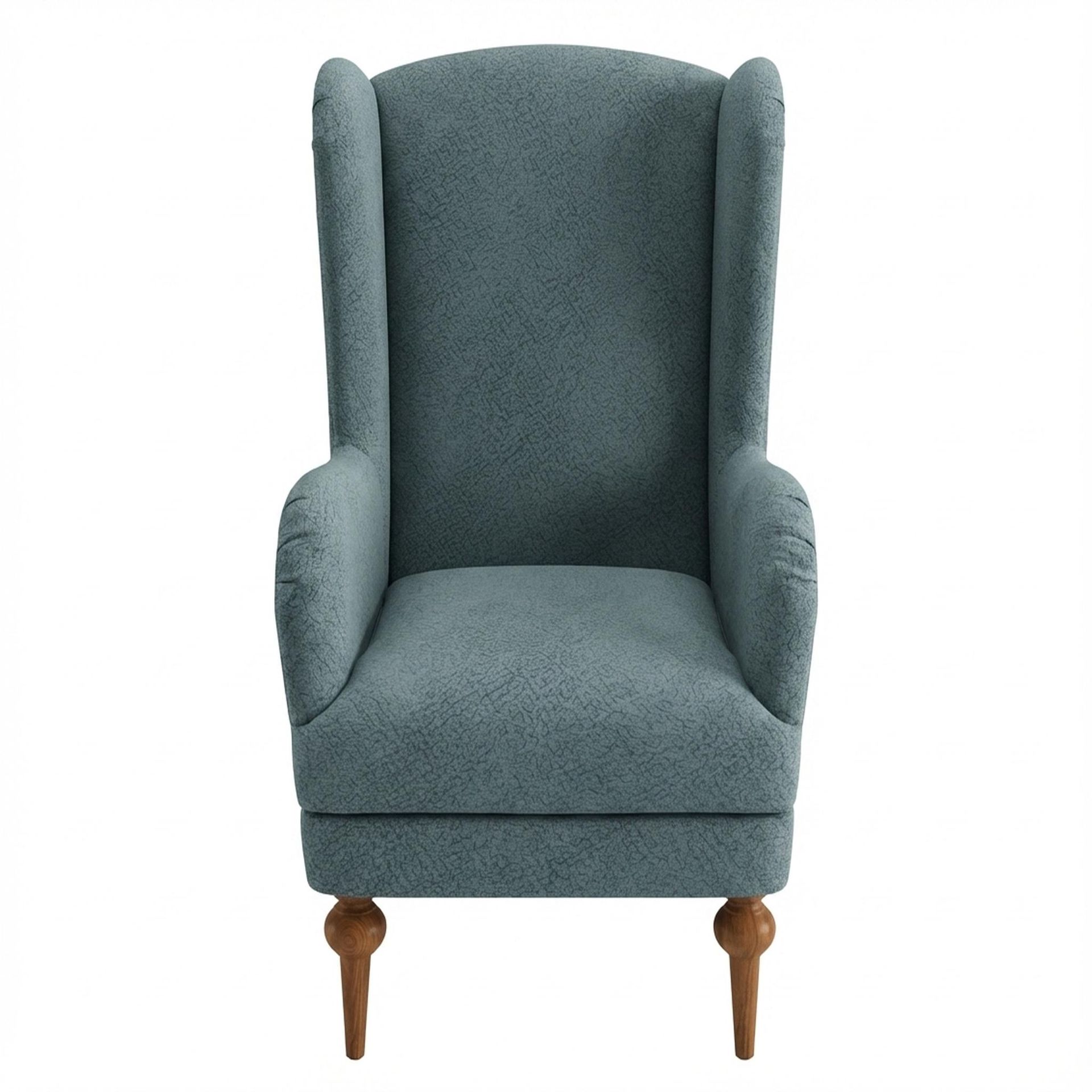 Lydia Accent Chair, Warm Cedar Legs Essential Teal Mist Upholstery