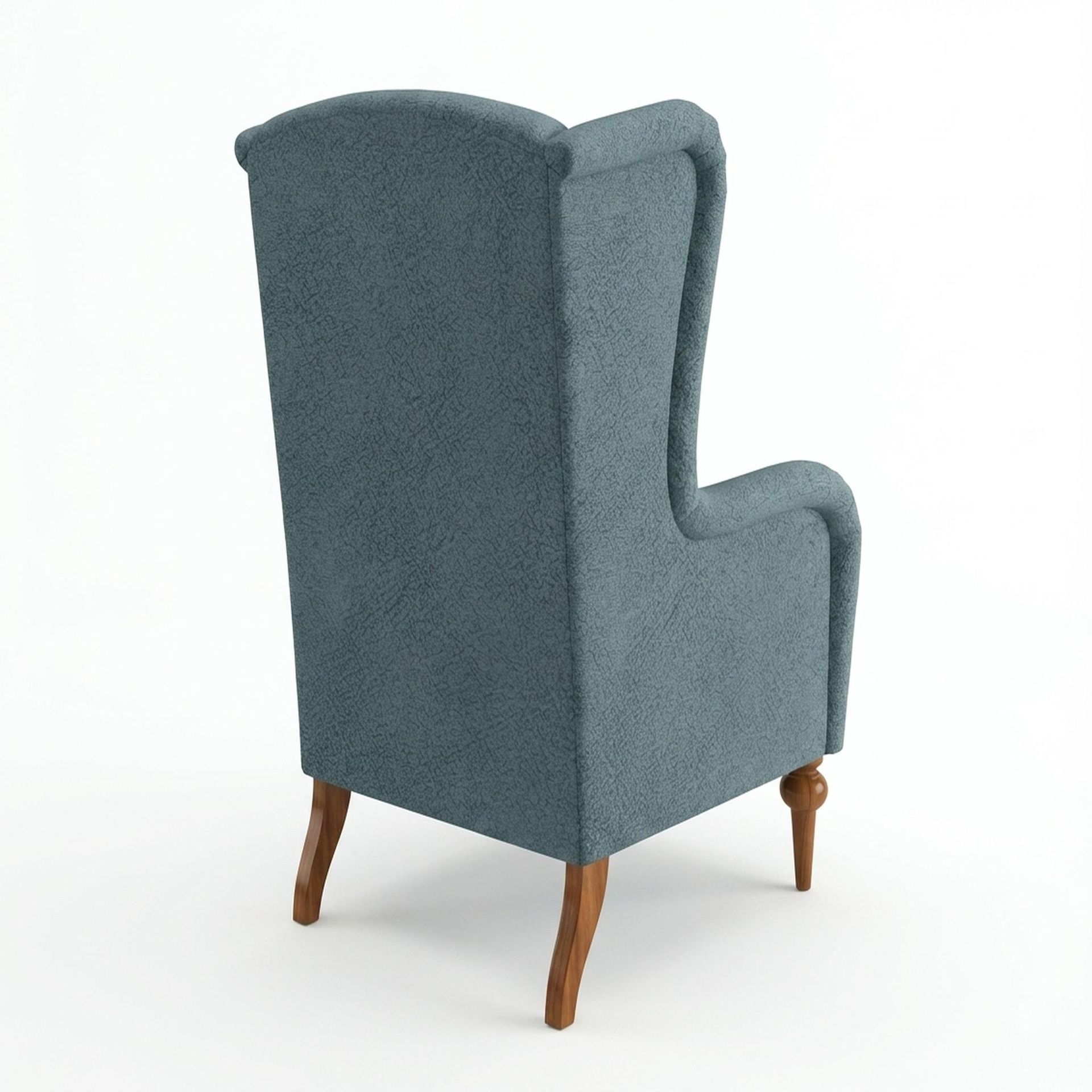 Lydia Accent Chair, Warm Cedar Legs Essential Teal Mist Upholstery