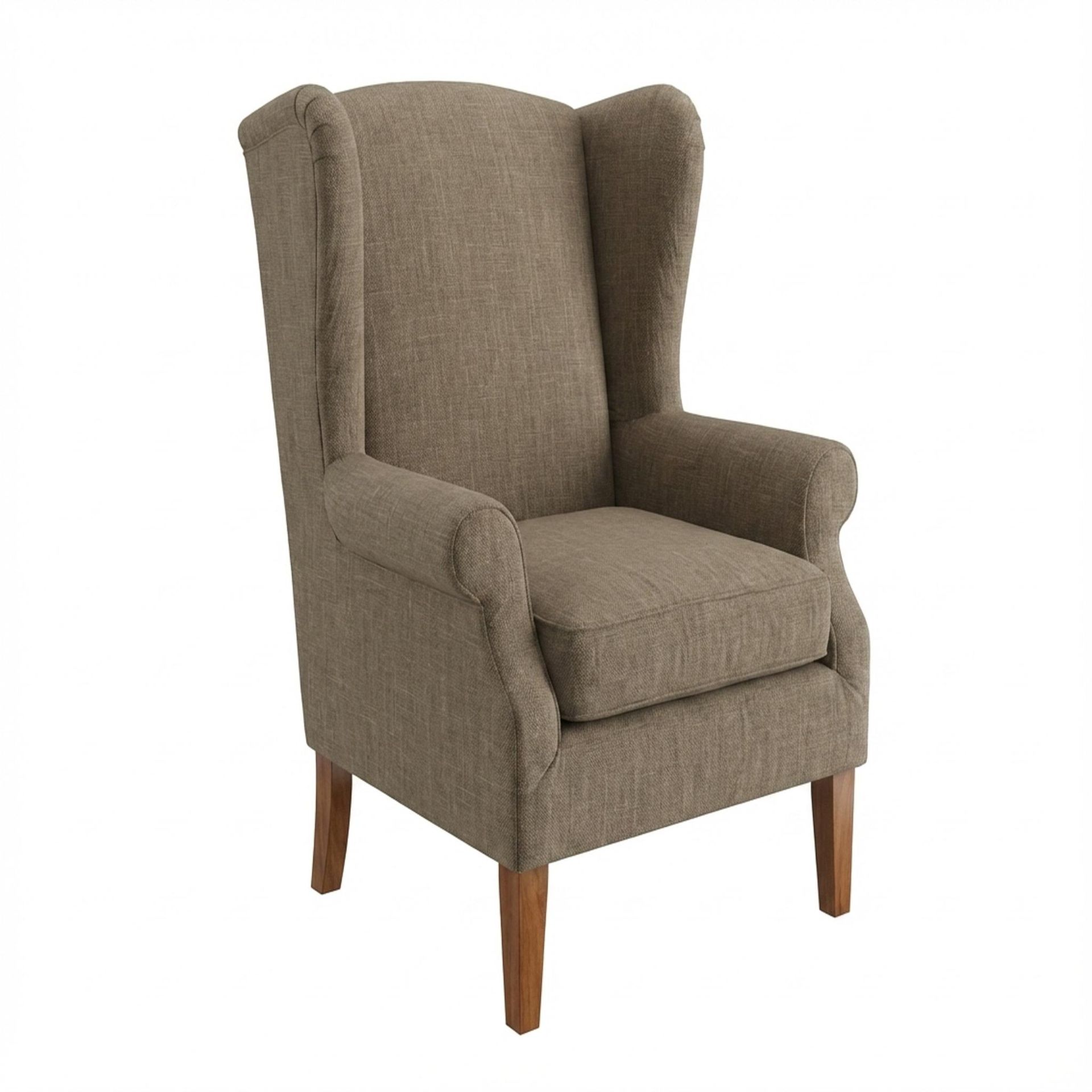 Lydia Accent Chair, Warm Cedar Legs Premium Dusky Biege Upholstery