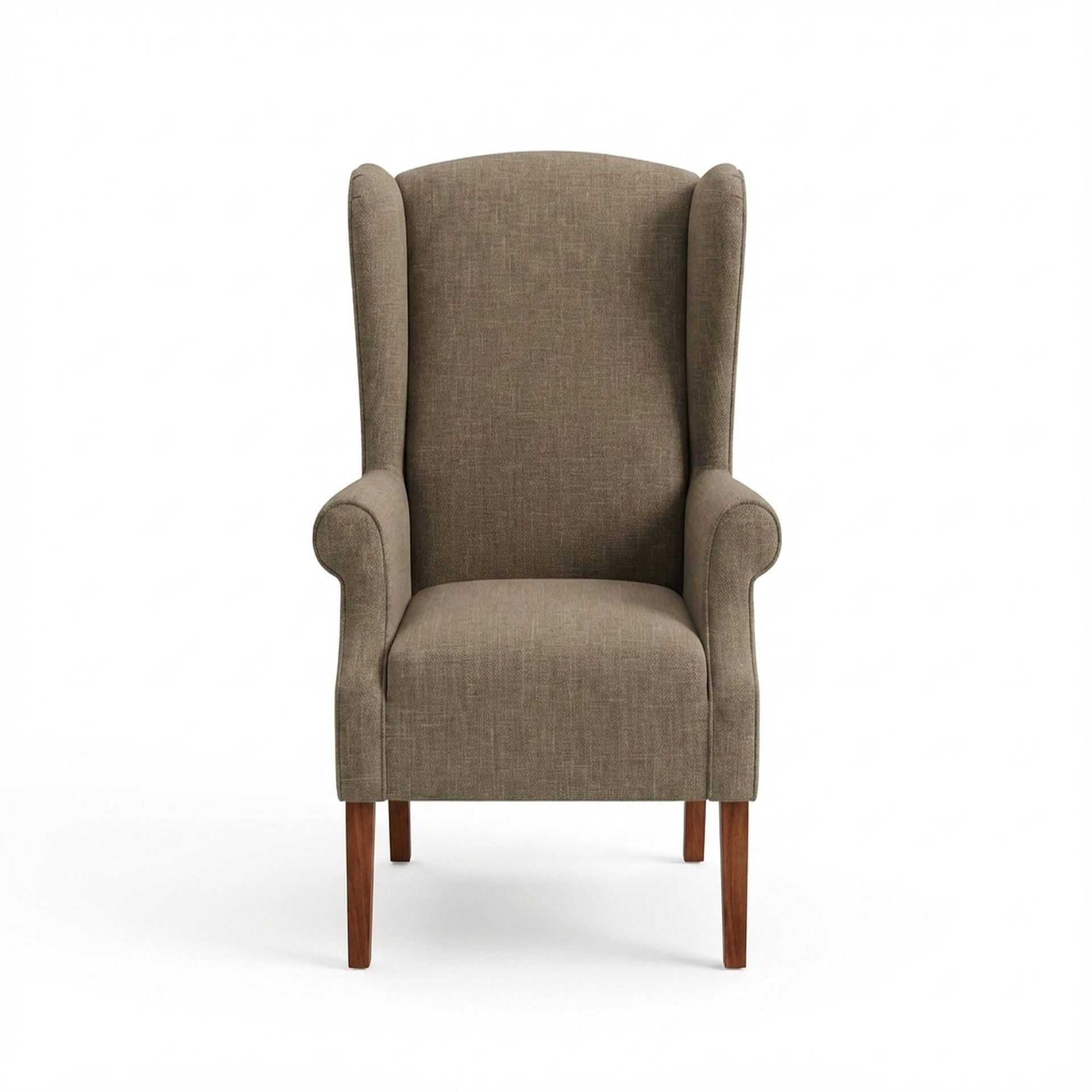 Lydia Accent Chair, Warm Cedar Legs Premium Dusky Biege Upholstery