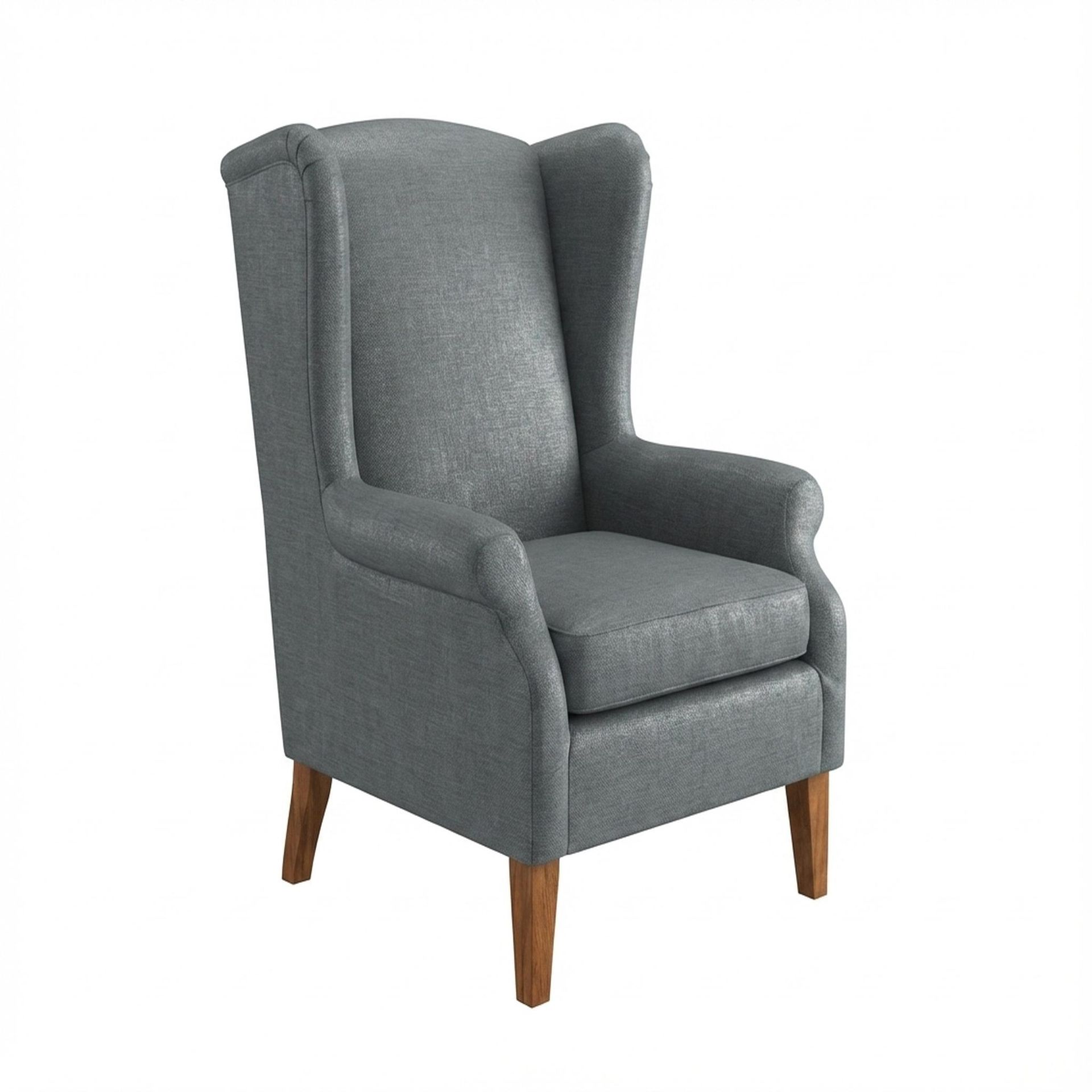 Lydia Accent Chair, Warm Cedar Legs Premium Steel Grey Upholstery