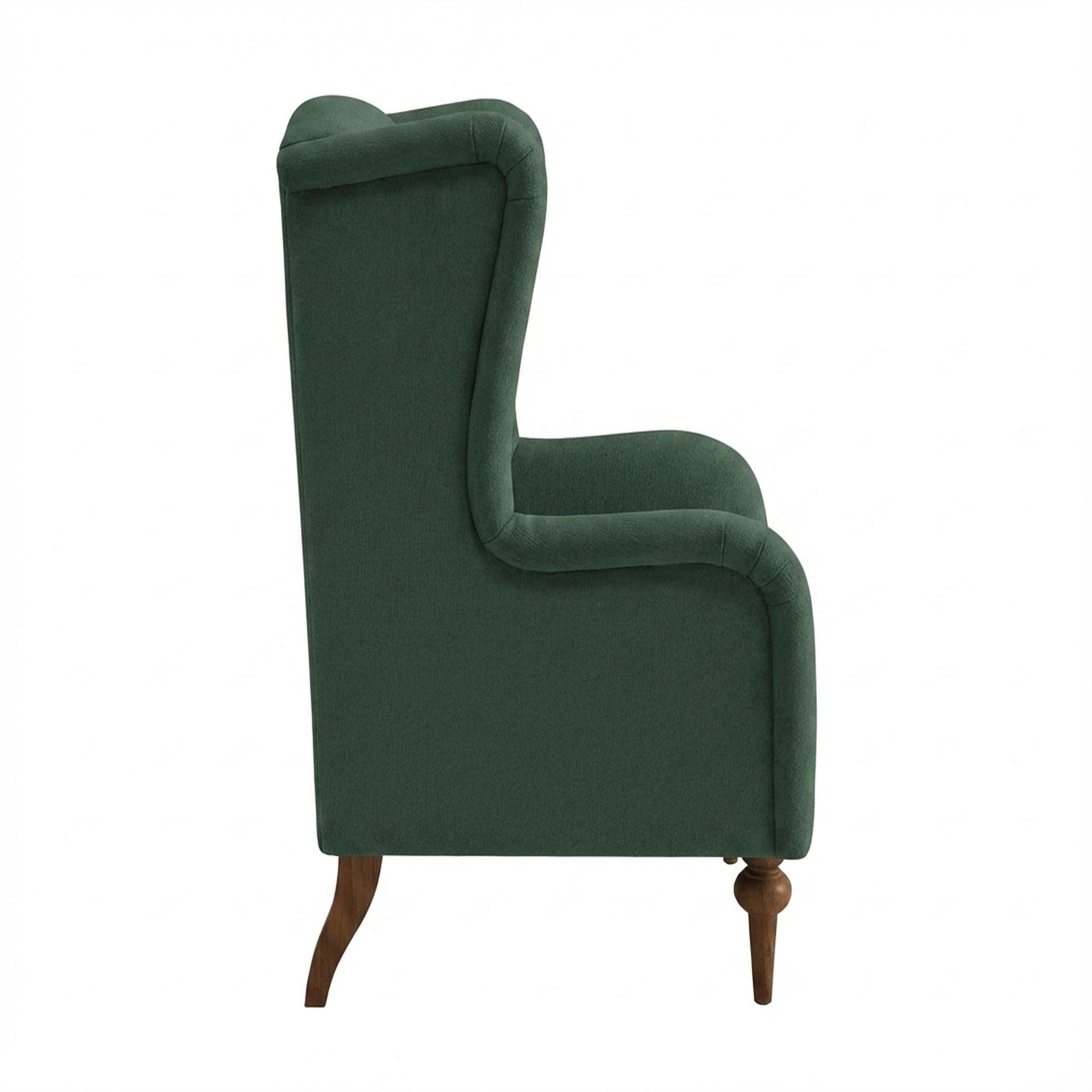 Lydia Accent Chair, Warm Cedar Legs Premium Powder green Upholstery